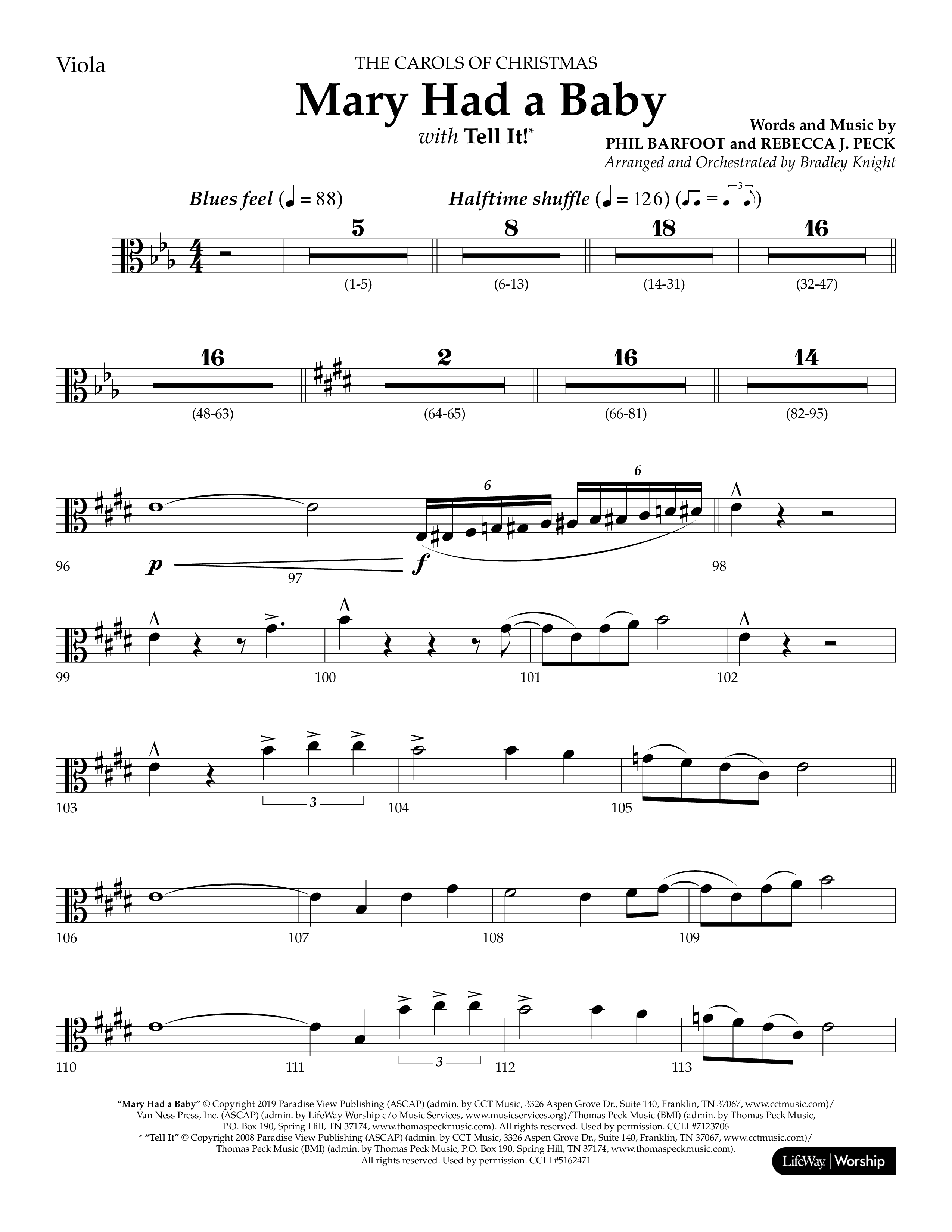 Mary Had a Baby (with Tell It) (Choral Anthem SATB) Viola (Lifeway Choral / Arr. Bradley Knight)