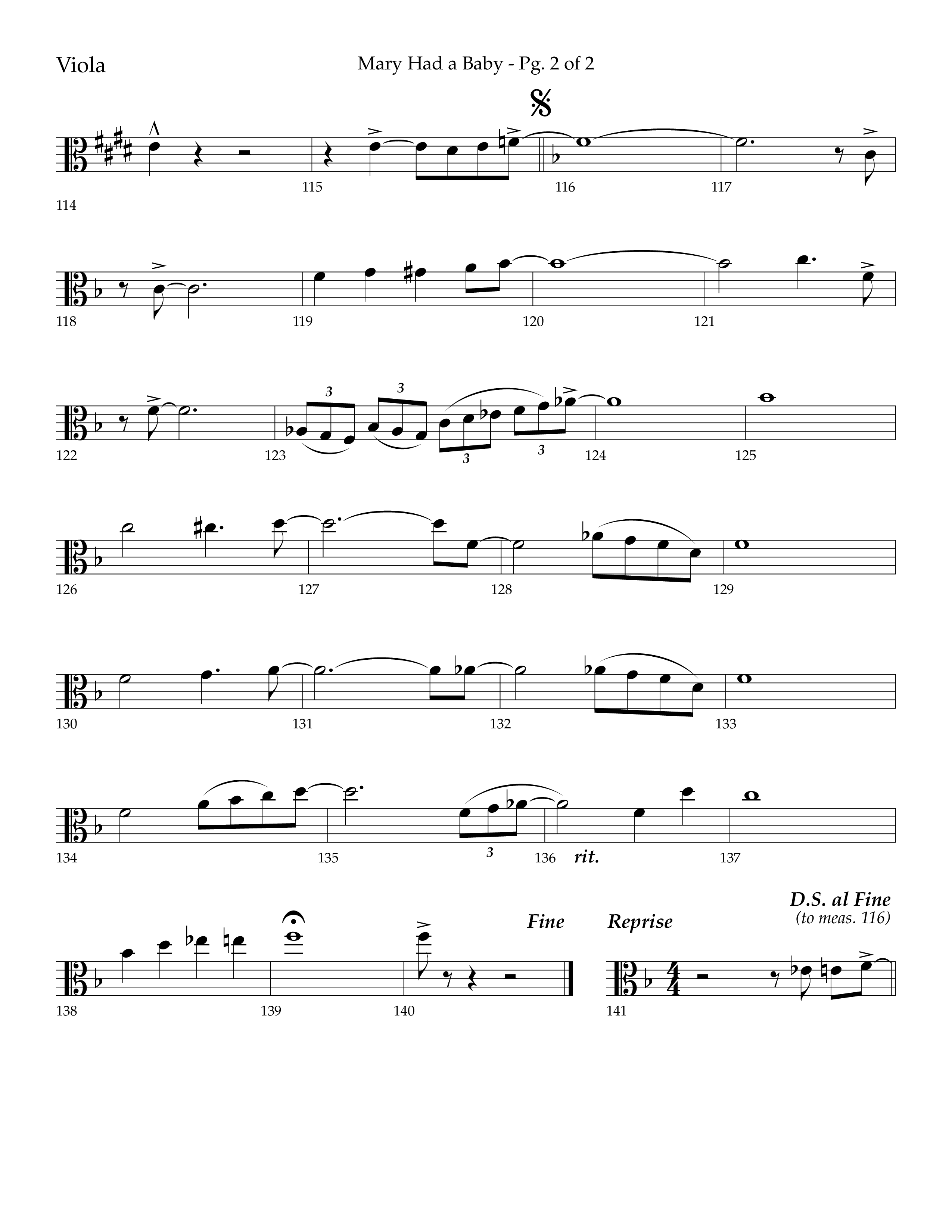 Mary Had a Baby (with Tell It) (Choral Anthem SATB) Viola (Lifeway Choral / Arr. Bradley Knight)
