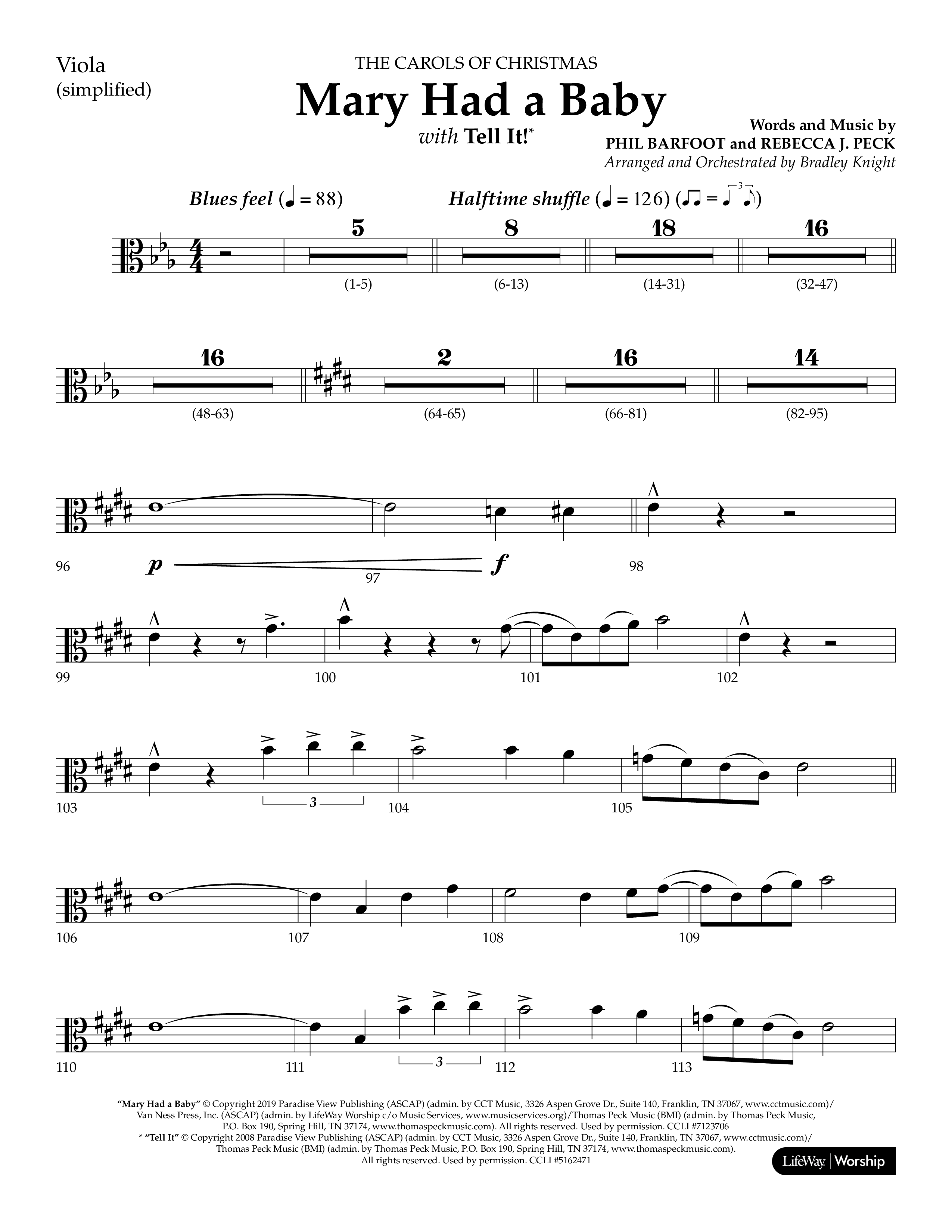 Mary Had a Baby (with Tell It) (Choral Anthem SATB) Viola (Lifeway Choral / Arr. Bradley Knight)