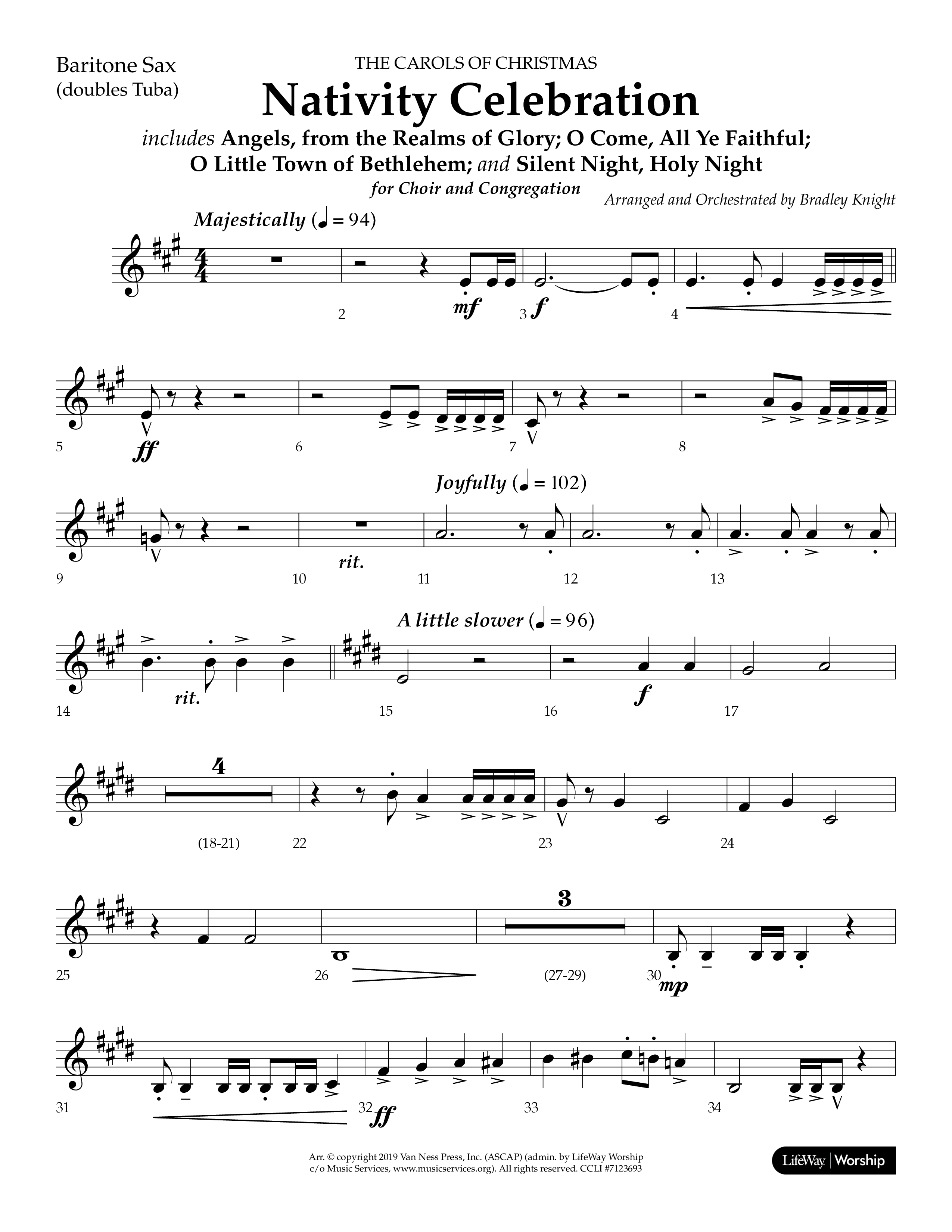 Nativity Celebration (Choral Anthem SATB) Bari Sax (Lifeway Choral / Arr. Bradley Knight)