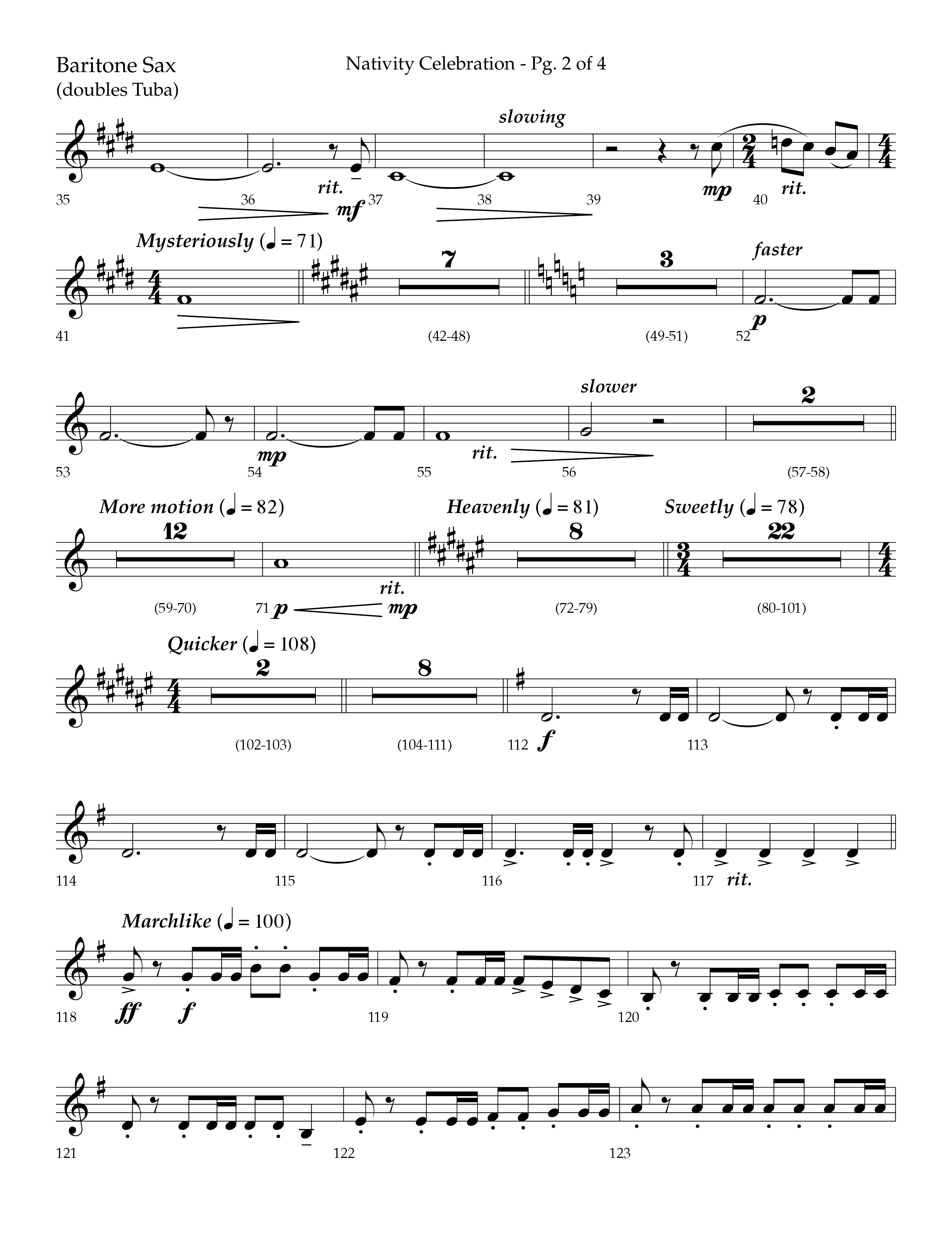 Nativity Celebration (Choral Anthem SATB) Bari Sax (Lifeway Choral / Arr. Bradley Knight)