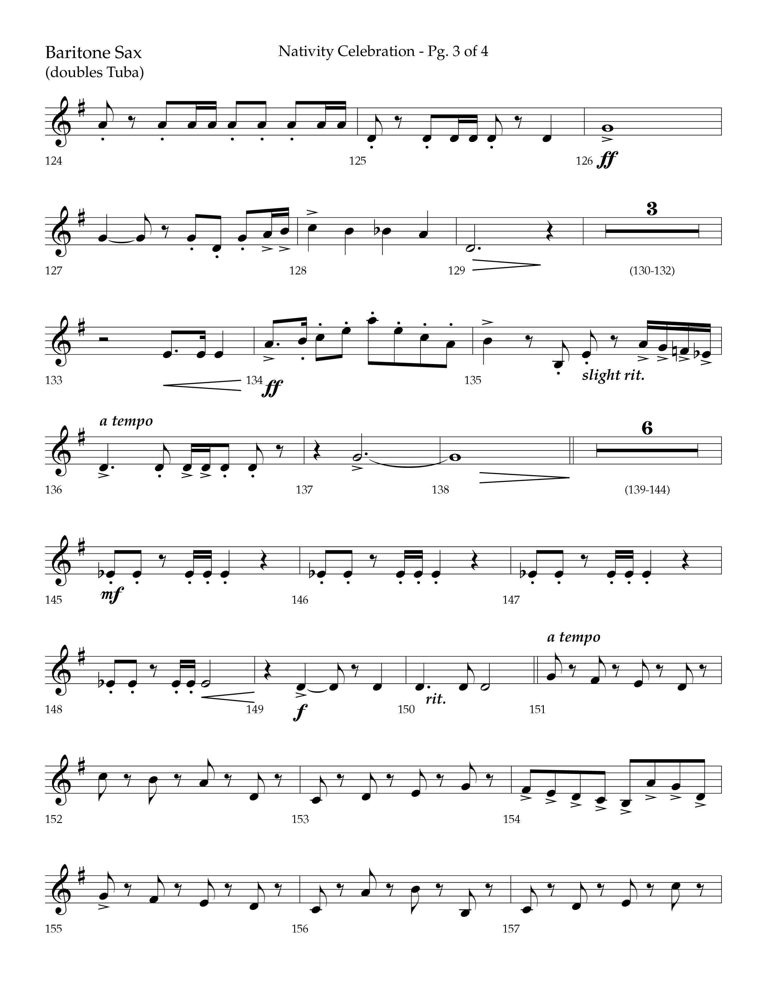 Nativity Celebration (Choral Anthem SATB) Bari Sax (Lifeway Choral / Arr. Bradley Knight)