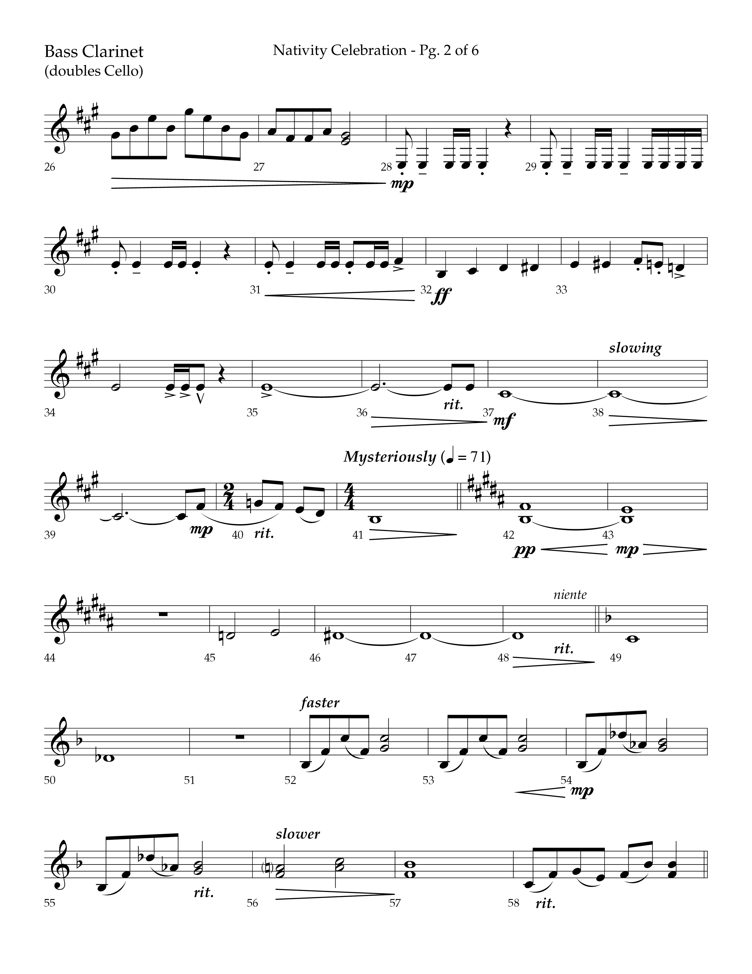 Nativity Celebration (Choral Anthem SATB) Bass Clarinet (Lifeway Choral / Arr. Bradley Knight)