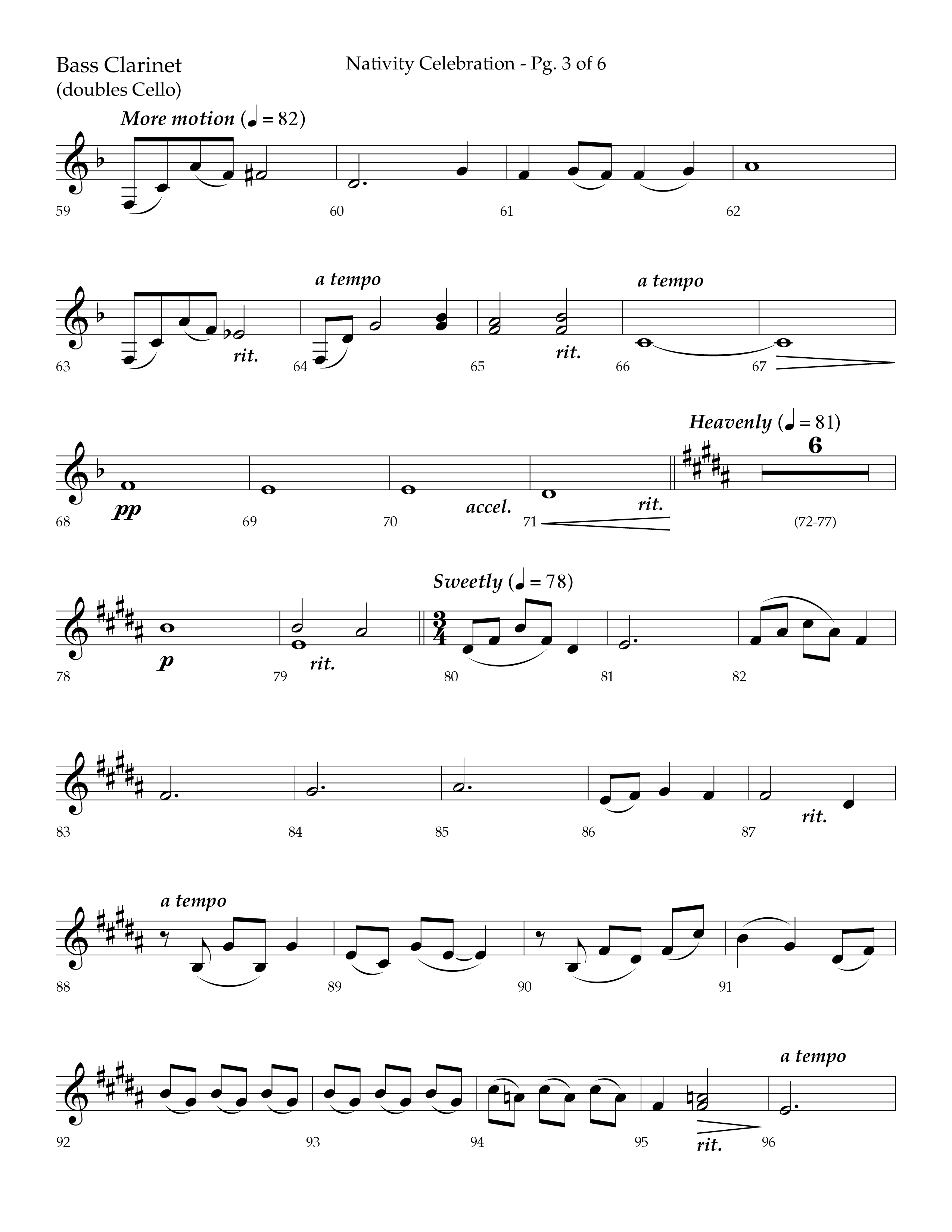 Nativity Celebration (Choral Anthem SATB) Bass Clarinet (Lifeway Choral / Arr. Bradley Knight)