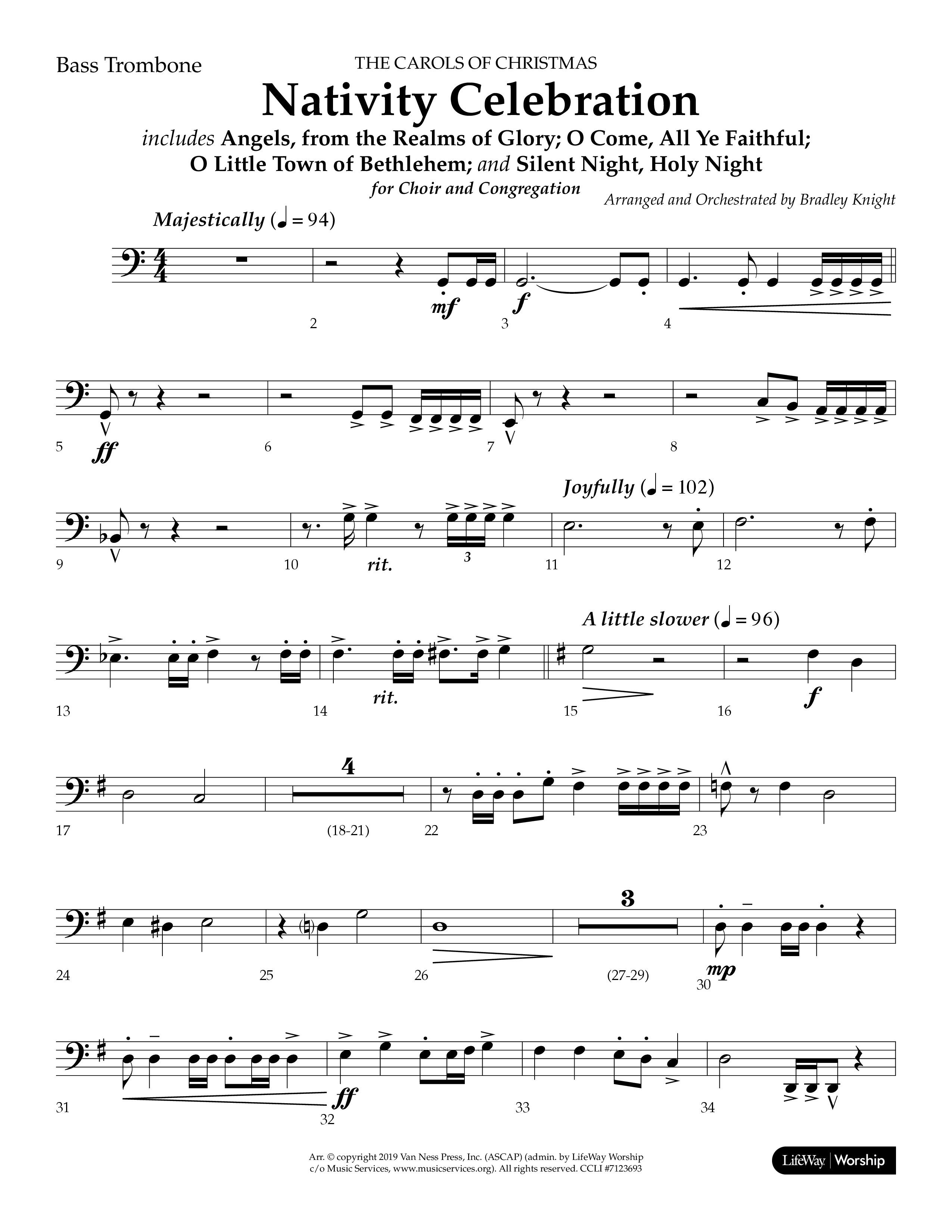 Nativity Celebration (Choral Anthem SATB) Bass Trombone (Lifeway Choral / Arr. Bradley Knight)