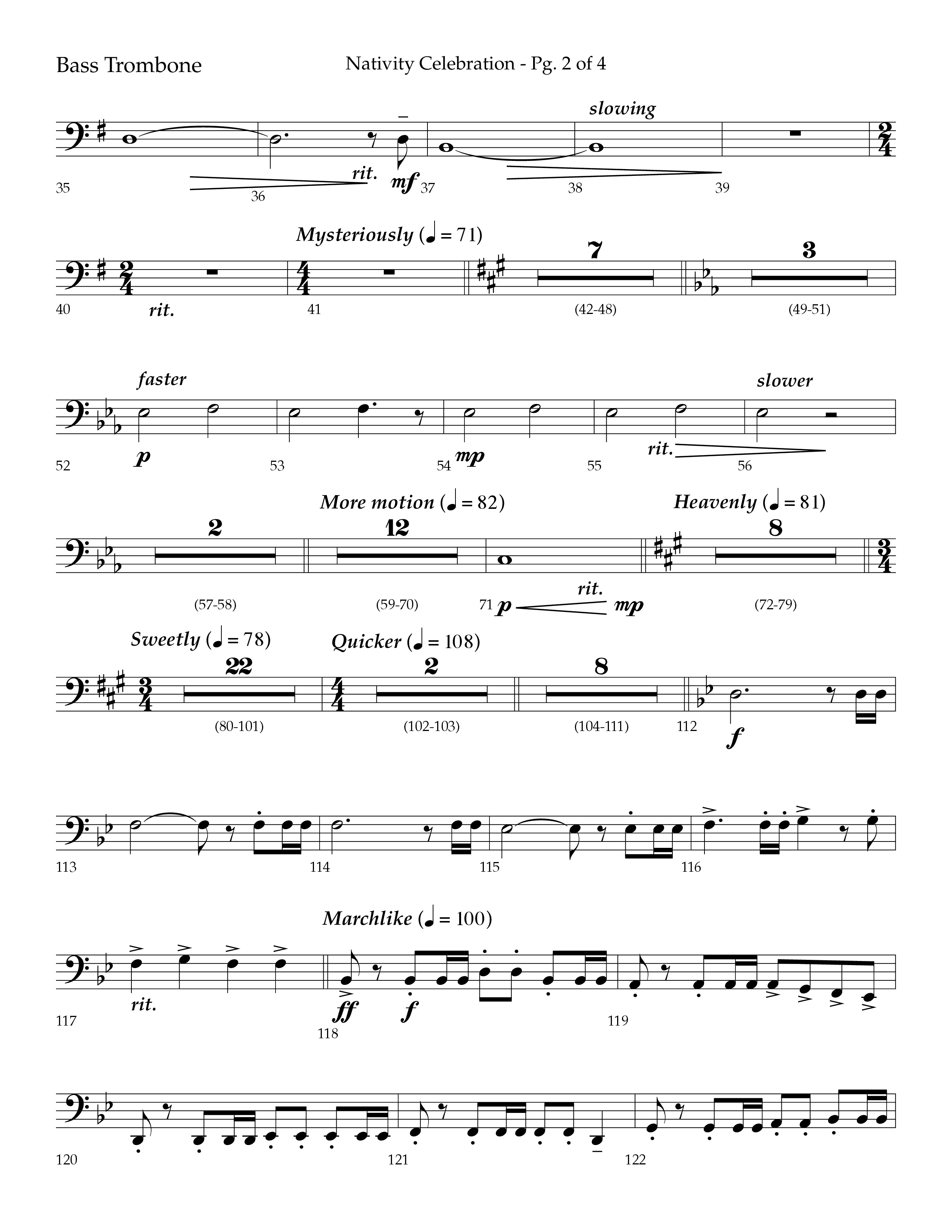 Nativity Celebration (Choral Anthem SATB) Bass Trombone (Lifeway Choral / Arr. Bradley Knight)