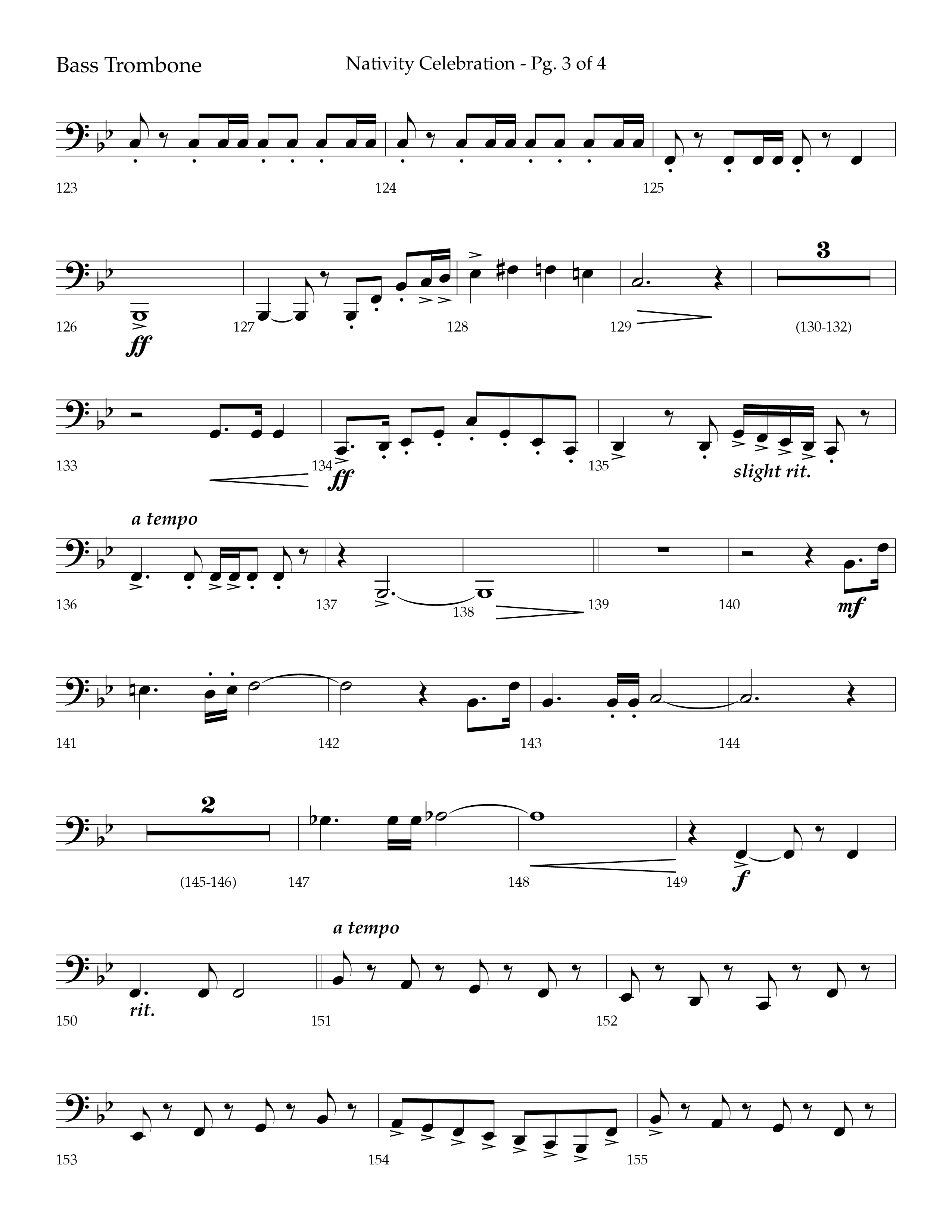 Nativity Celebration (Choral Anthem SATB) Bass Trombone (Lifeway Choral / Arr. Bradley Knight)