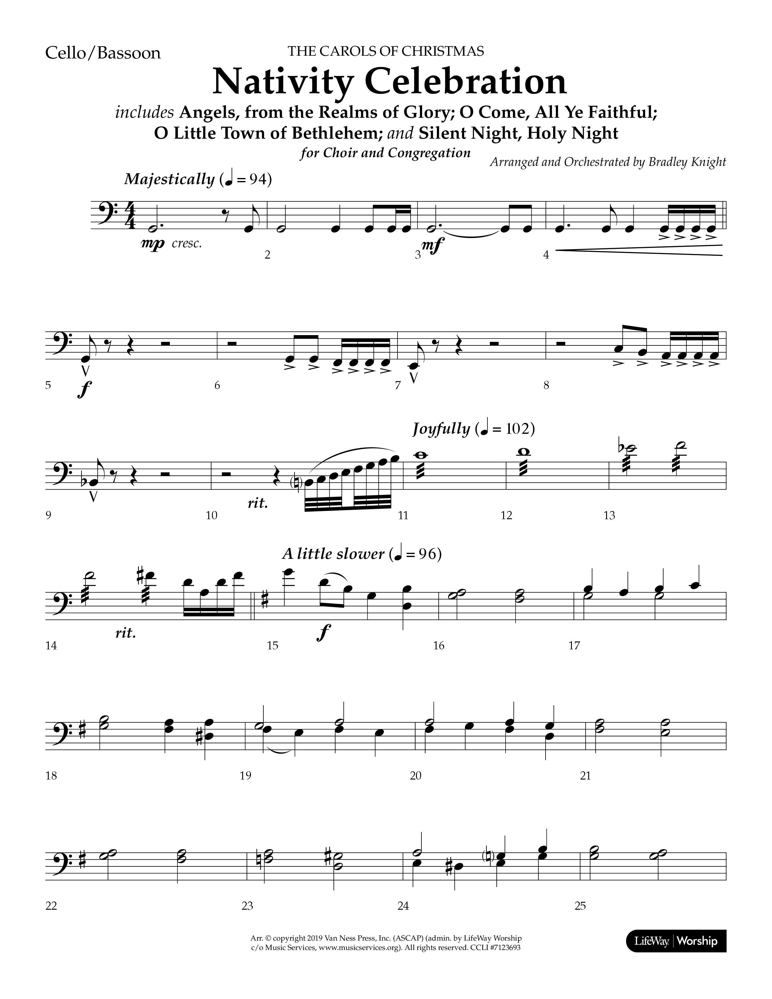 Nativity Celebration (Choral Anthem SATB) Cello (Lifeway Choral / Arr. Bradley Knight)