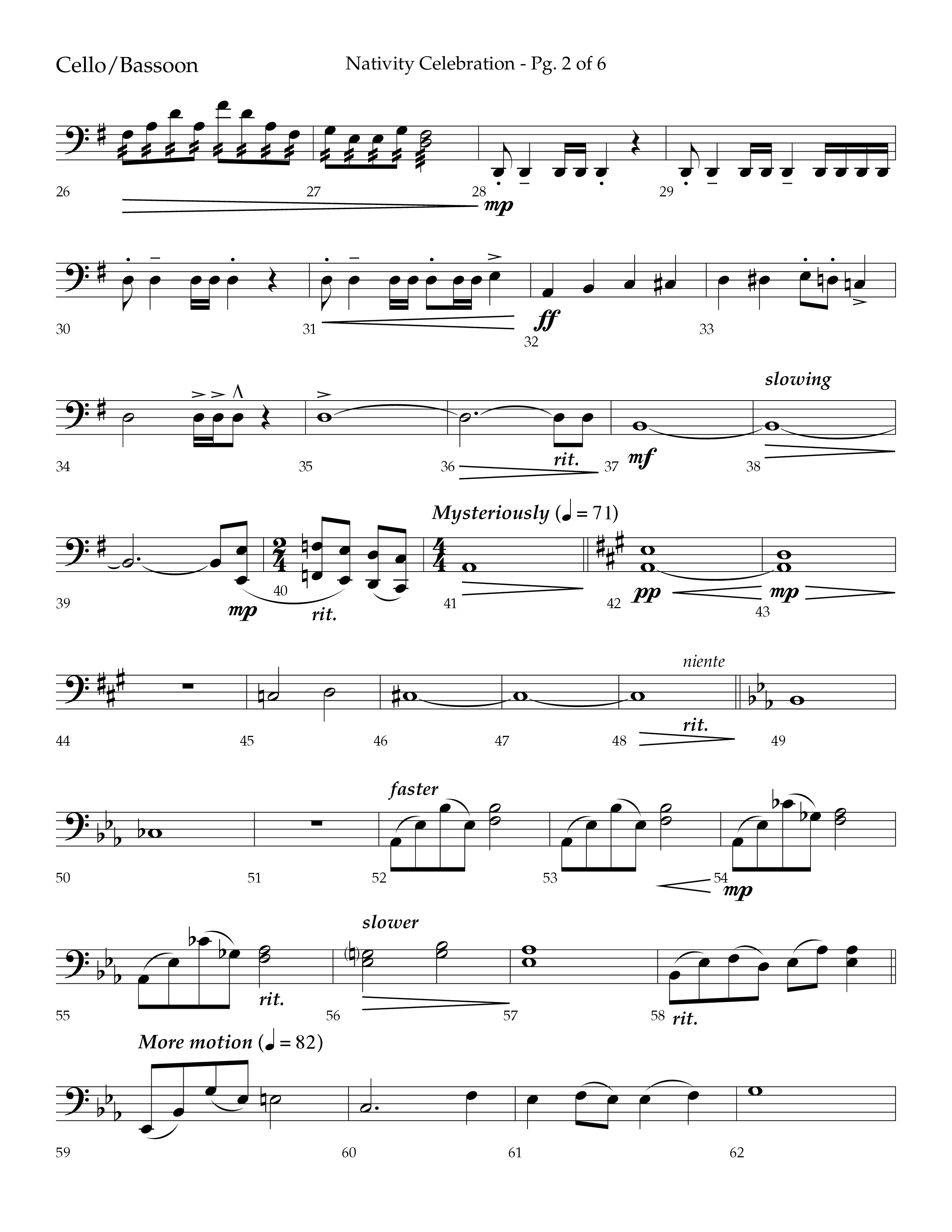 Nativity Celebration (Choral Anthem SATB) Cello (Lifeway Choral / Arr. Bradley Knight)
