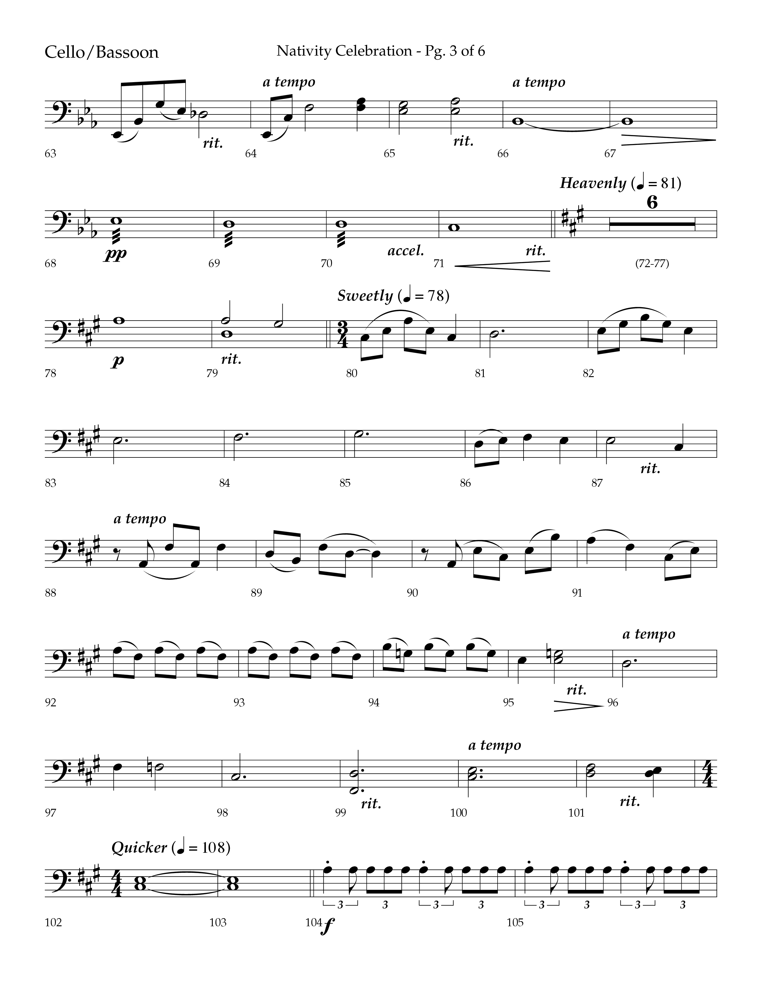 Nativity Celebration (Choral Anthem SATB) Cello (Lifeway Choral / Arr. Bradley Knight)