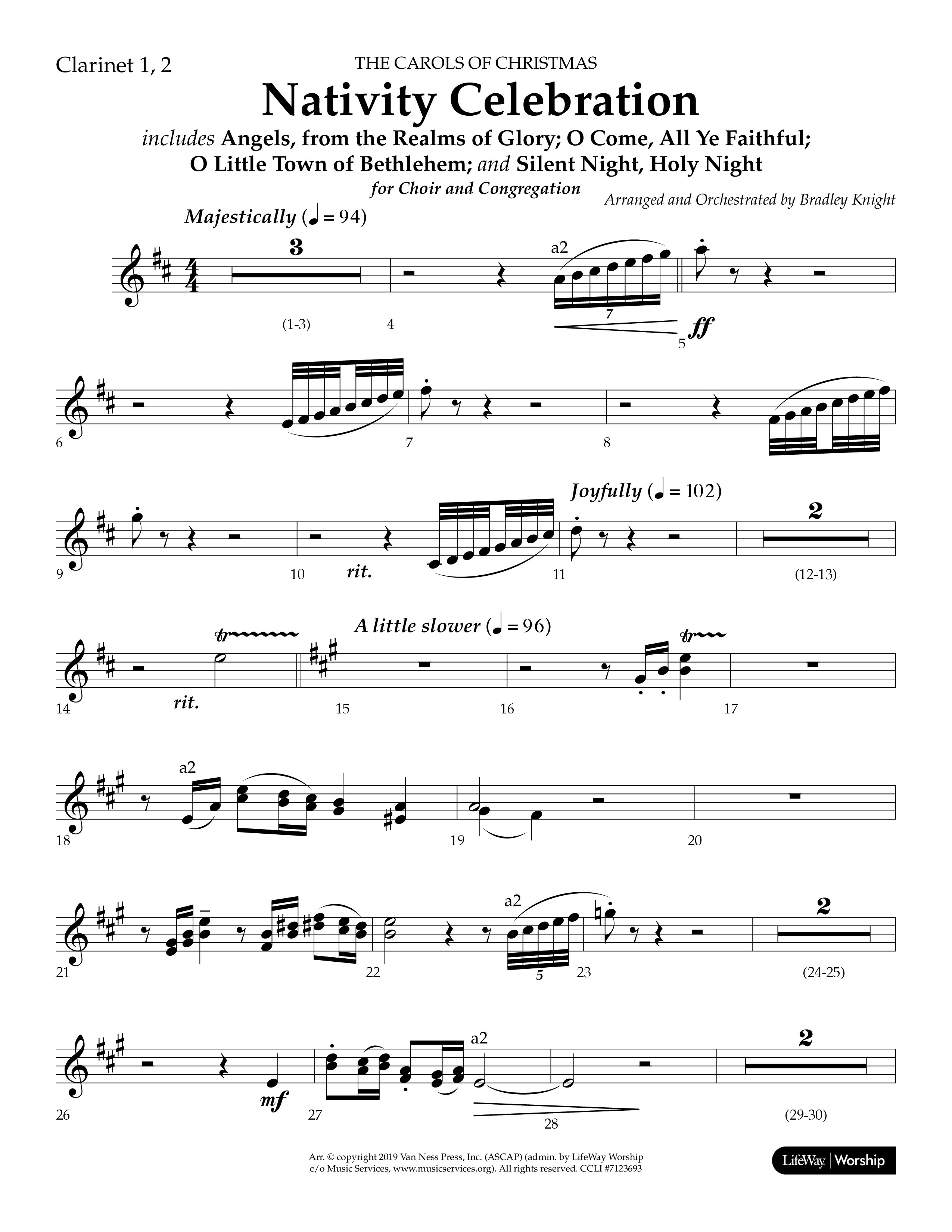 Nativity Celebration (Choral Anthem SATB) Clarinet 1/2 (Lifeway Choral / Arr. Bradley Knight)