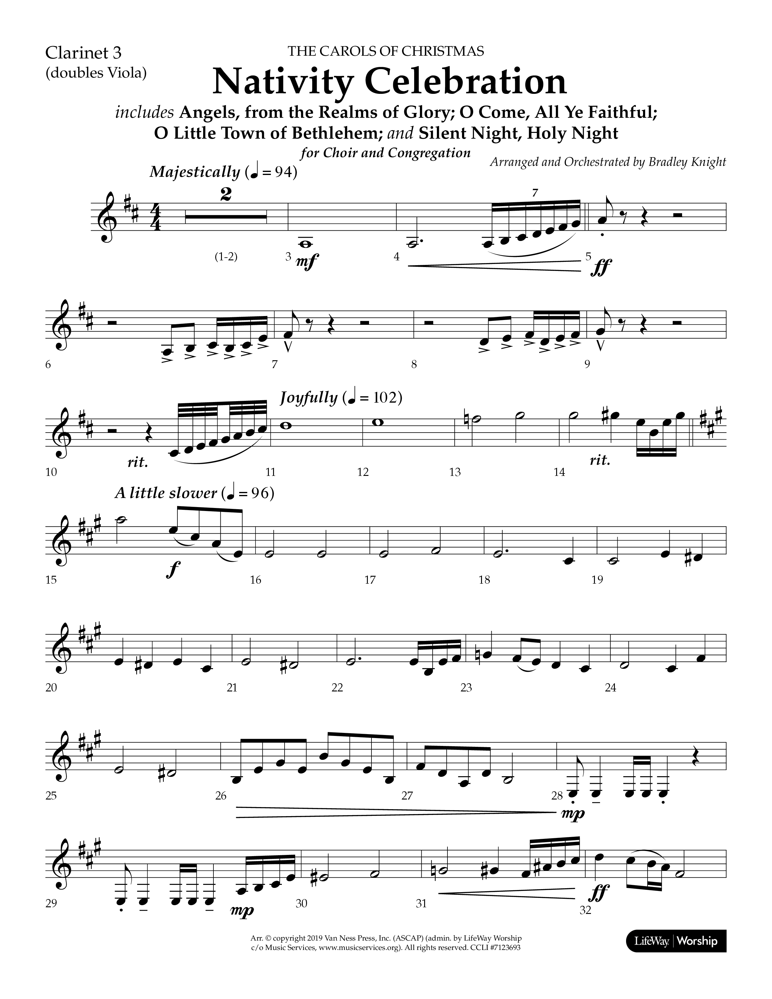 Nativity Celebration (Choral Anthem SATB) Clarinet 3 (Lifeway Choral / Arr. Bradley Knight)