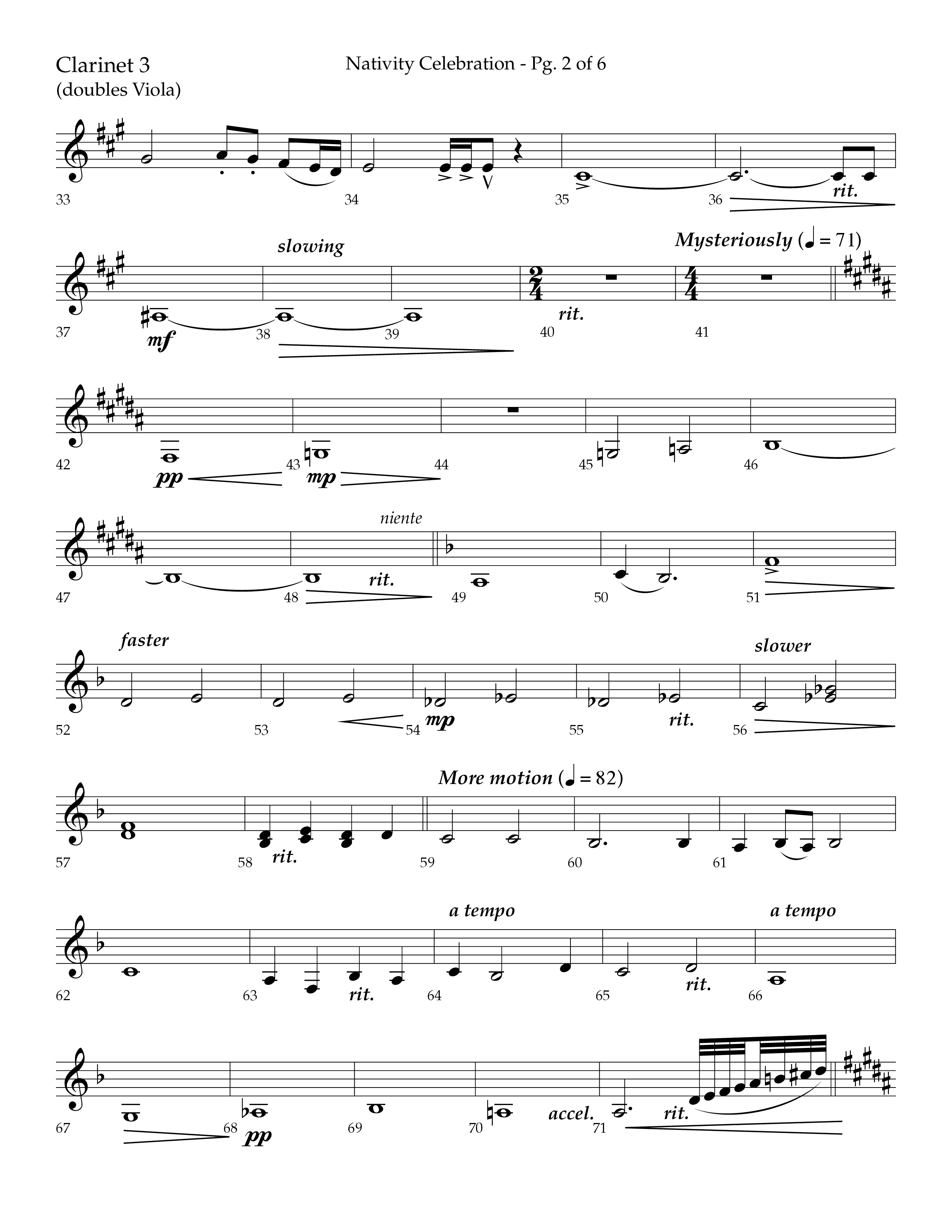 Nativity Celebration (Choral Anthem SATB) Clarinet 3 (Lifeway Choral / Arr. Bradley Knight)