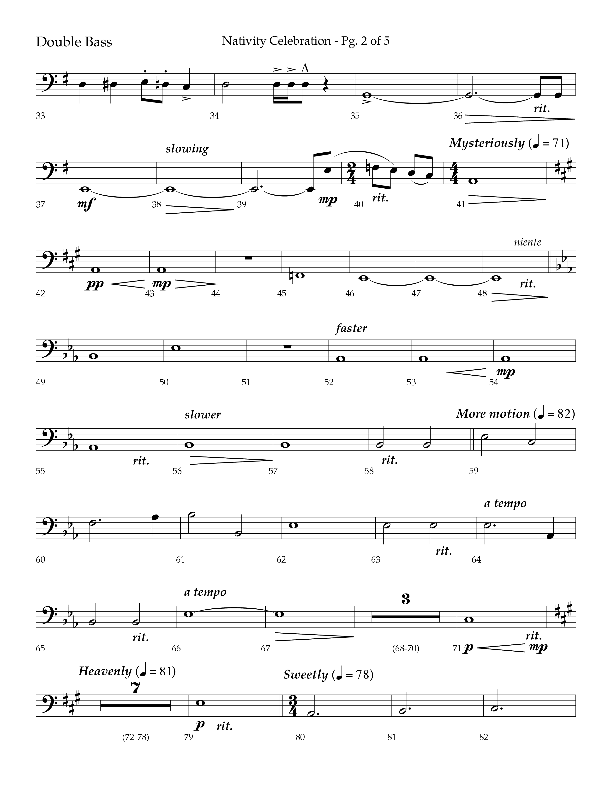 Nativity Celebration (Choral Anthem SATB) Double Bass (Lifeway Choral / Arr. Bradley Knight)