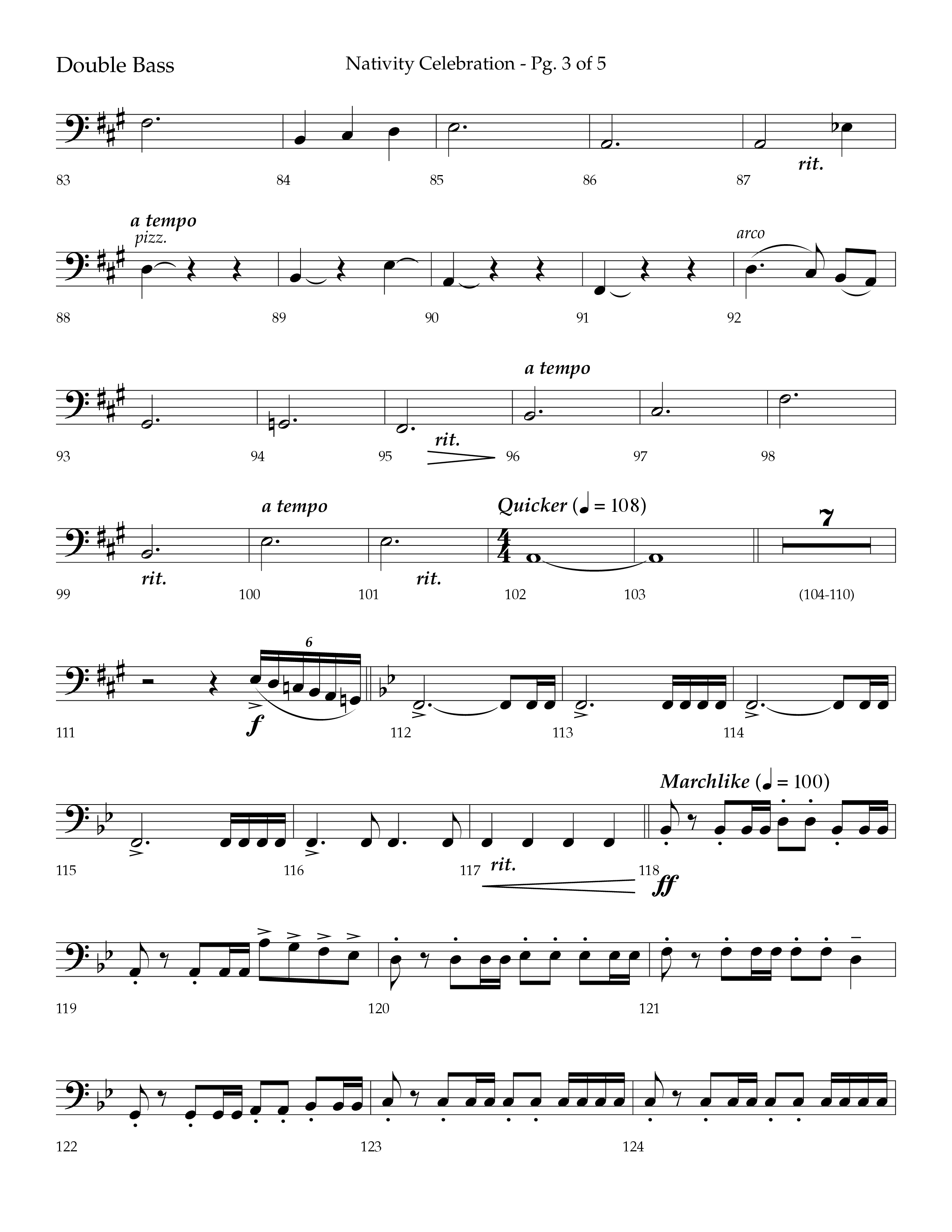 Nativity Celebration (Choral Anthem SATB) Double Bass (Lifeway Choral / Arr. Bradley Knight)
