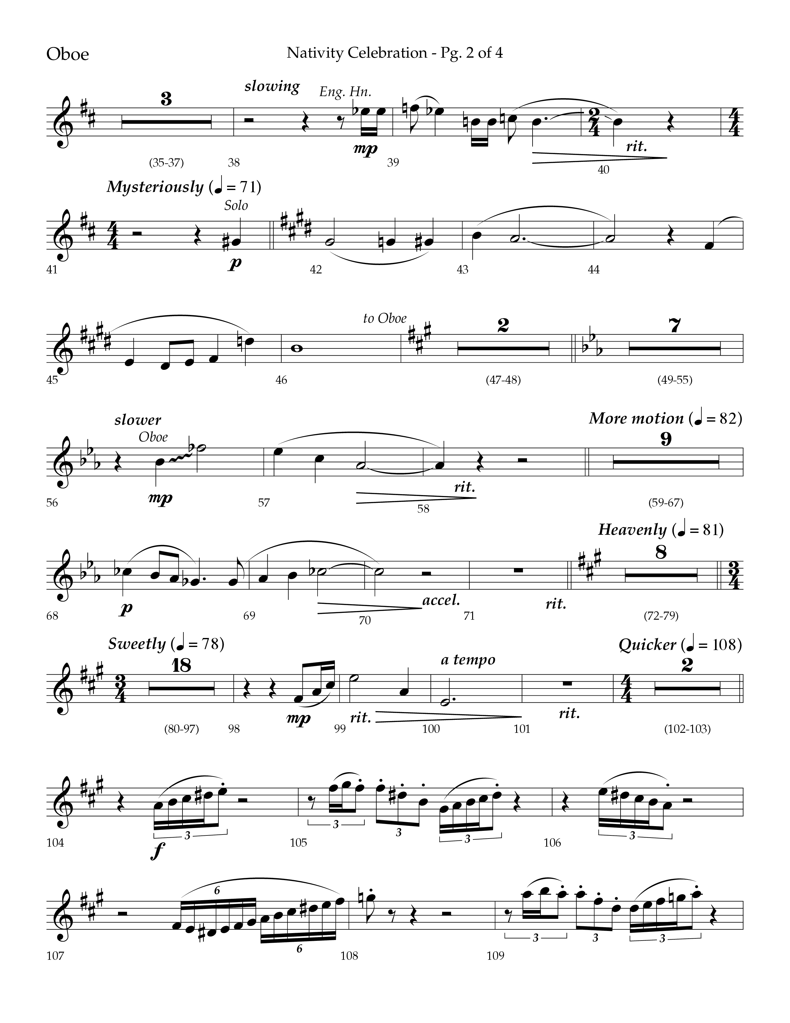 Nativity Celebration (Choral Anthem SATB) Oboe (Lifeway Choral / Arr. Bradley Knight)