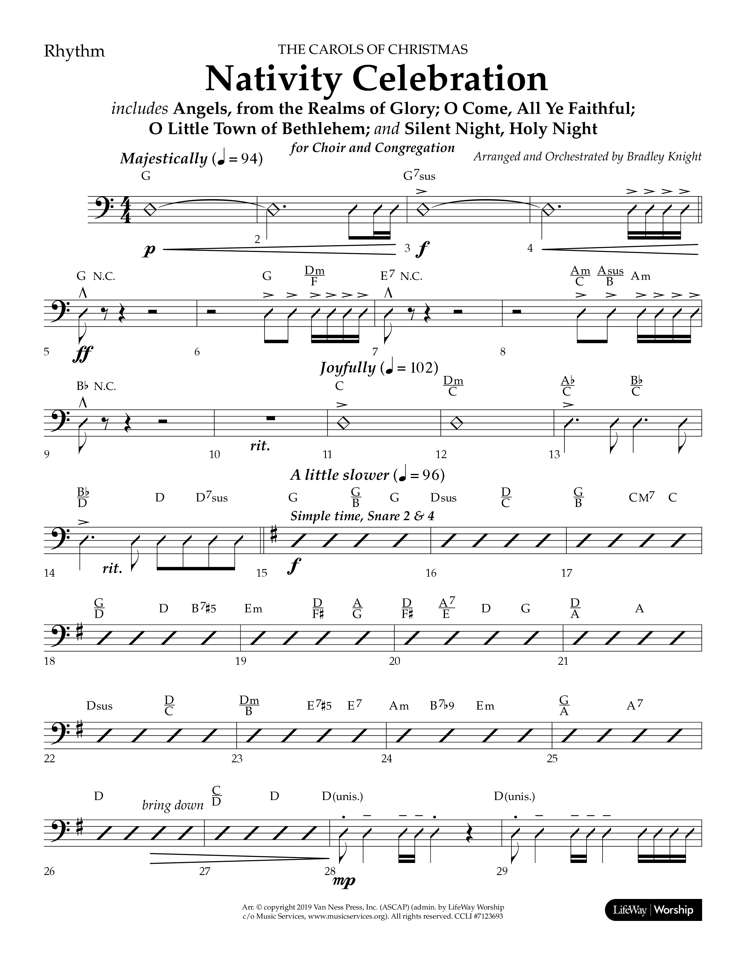 Nativity Celebration (Choral Anthem SATB) Rhythm Chart (Lifeway Choral / Arr. Bradley Knight)