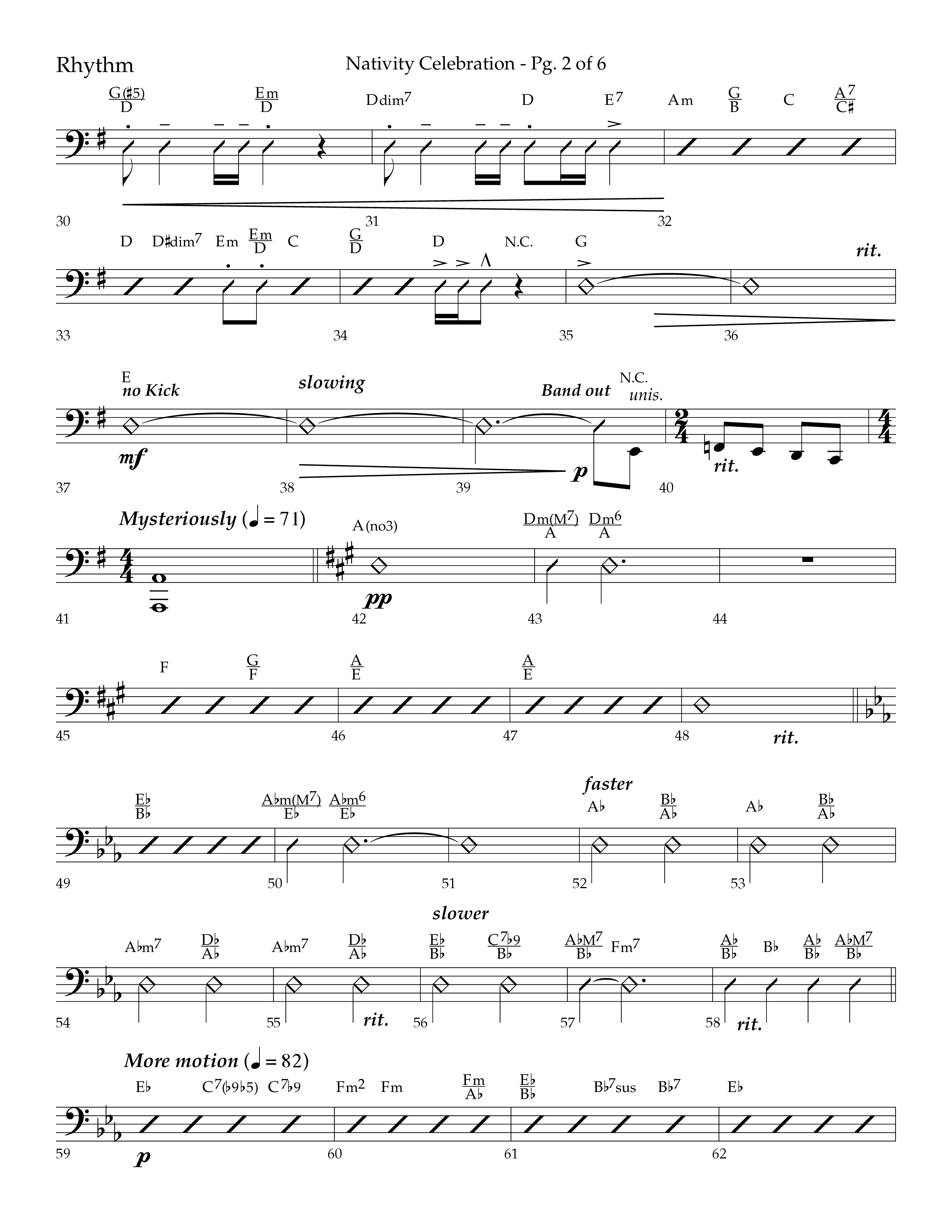 Nativity Celebration (Choral Anthem SATB) Rhythm Chart (Lifeway Choral / Arr. Bradley Knight)