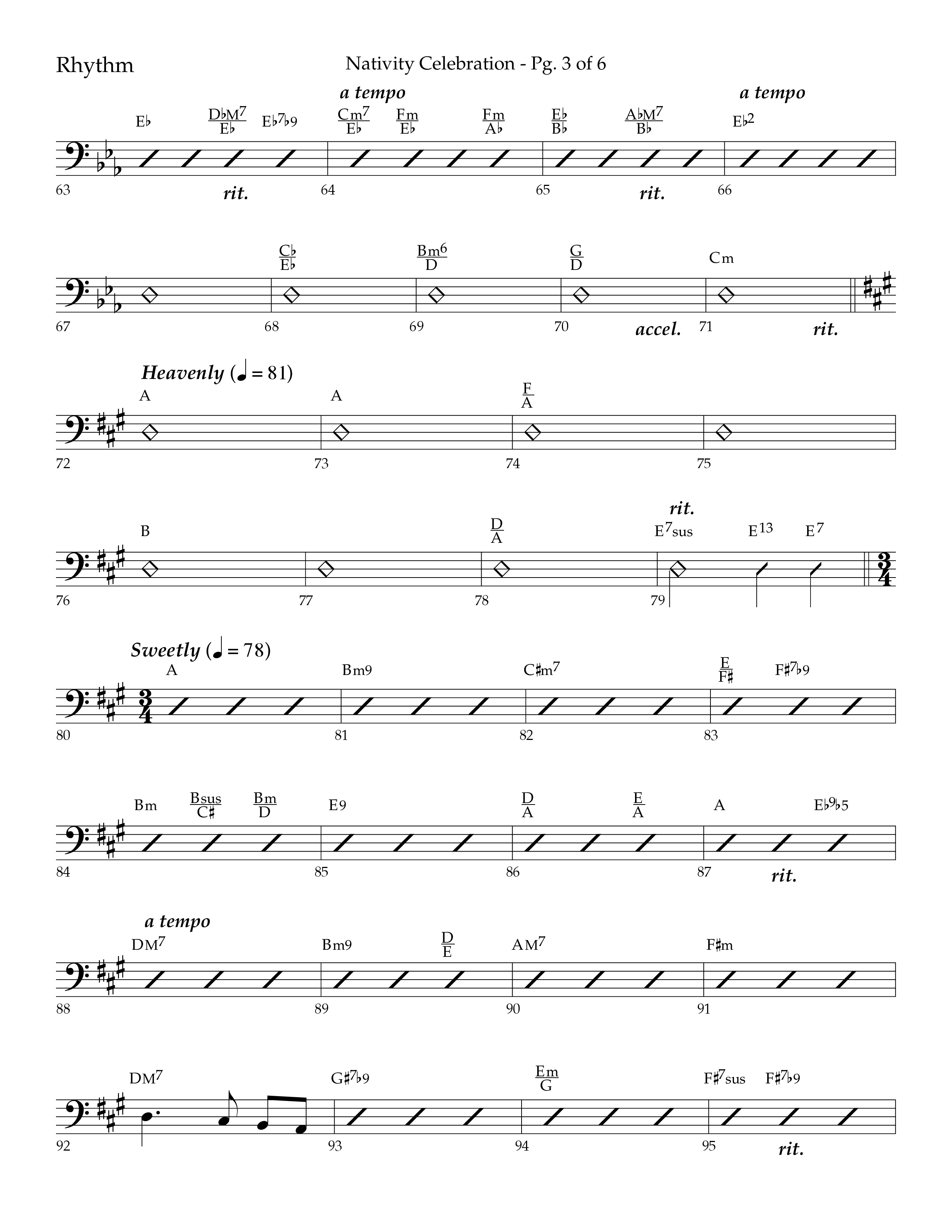 Nativity Celebration (Choral Anthem SATB) Rhythm Chart (Lifeway Choral / Arr. Bradley Knight)