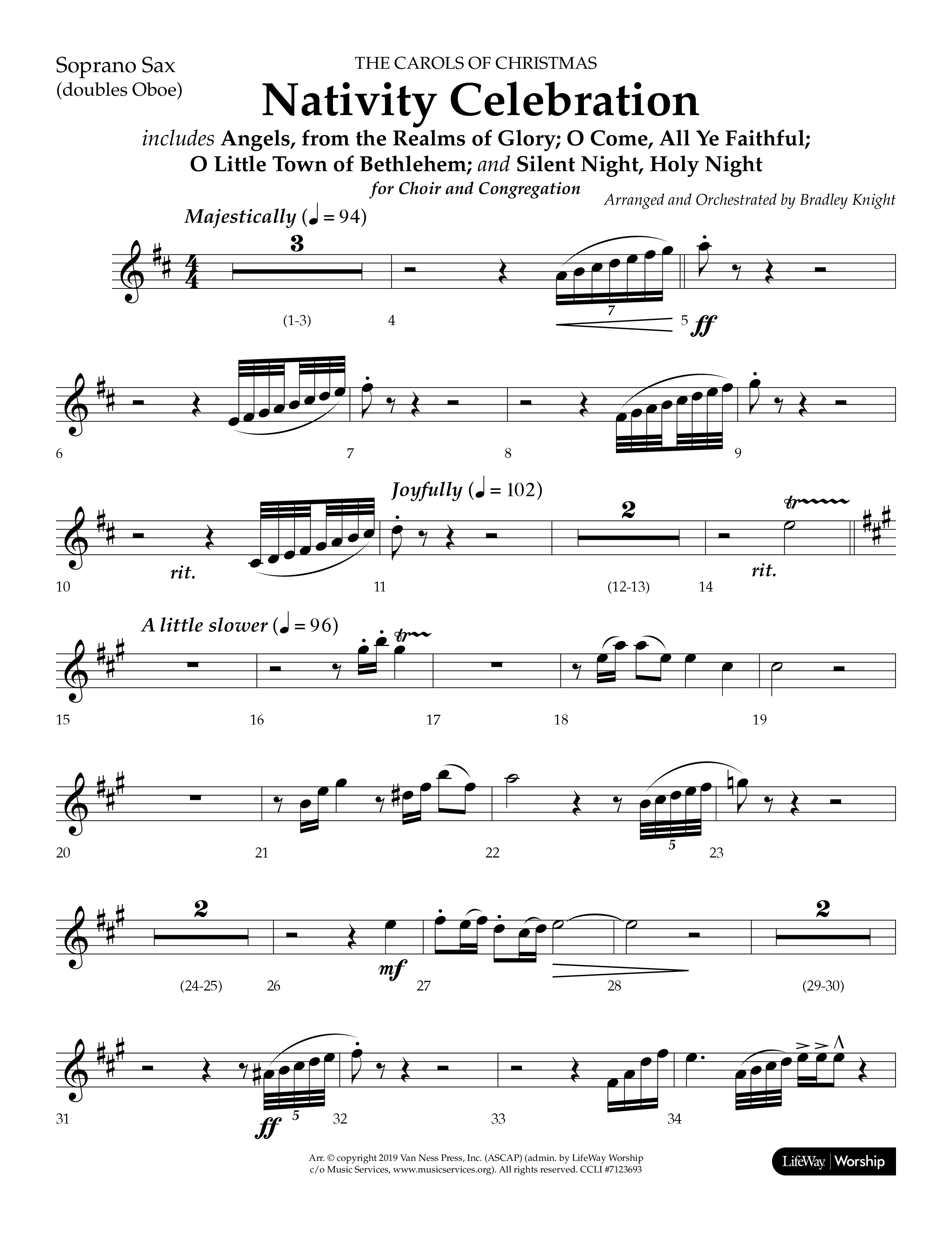 Nativity Celebration (Choral Anthem SATB) Soprano Sax (Lifeway Choral / Arr. Bradley Knight)