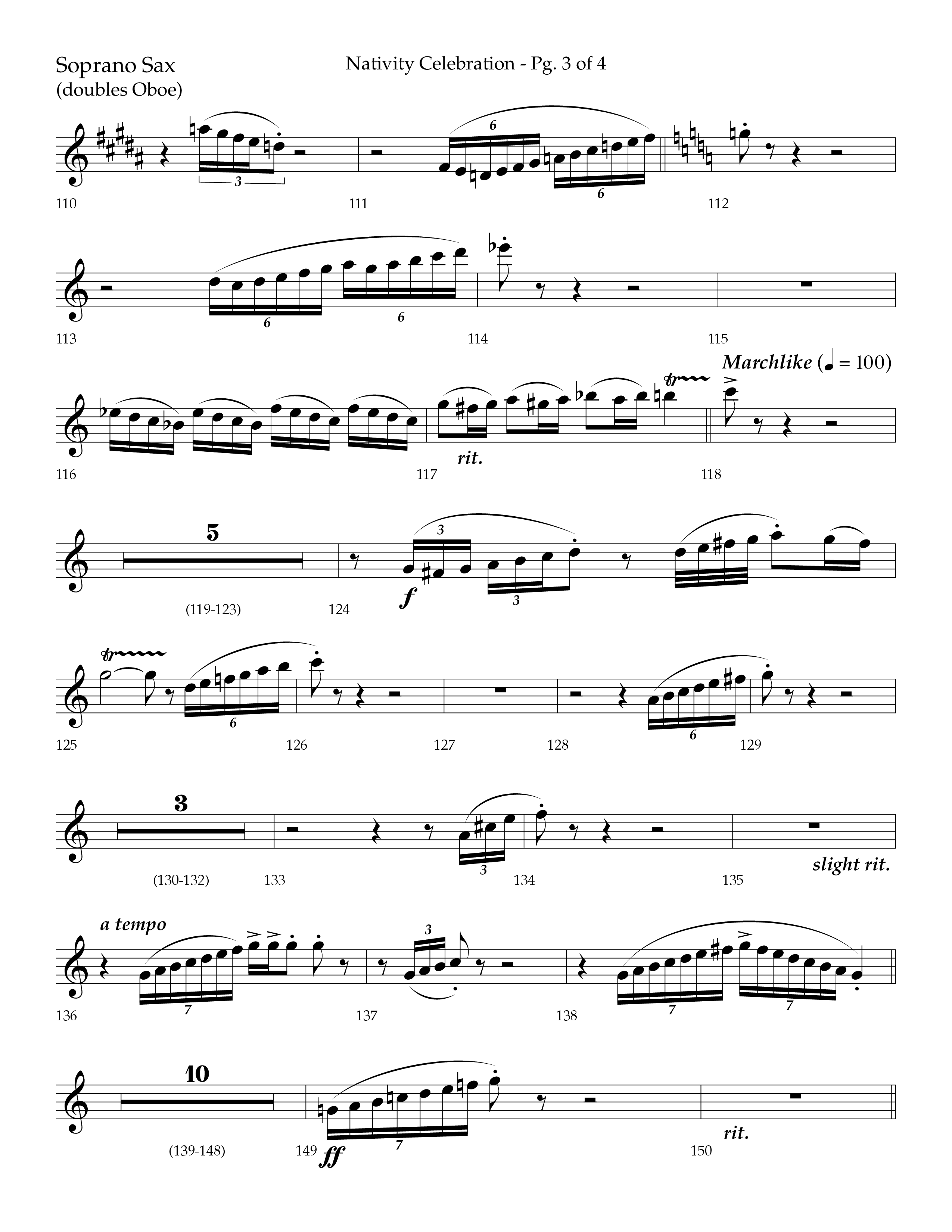 Nativity Celebration (Choral Anthem SATB) Soprano Sax (Lifeway Choral / Arr. Bradley Knight)