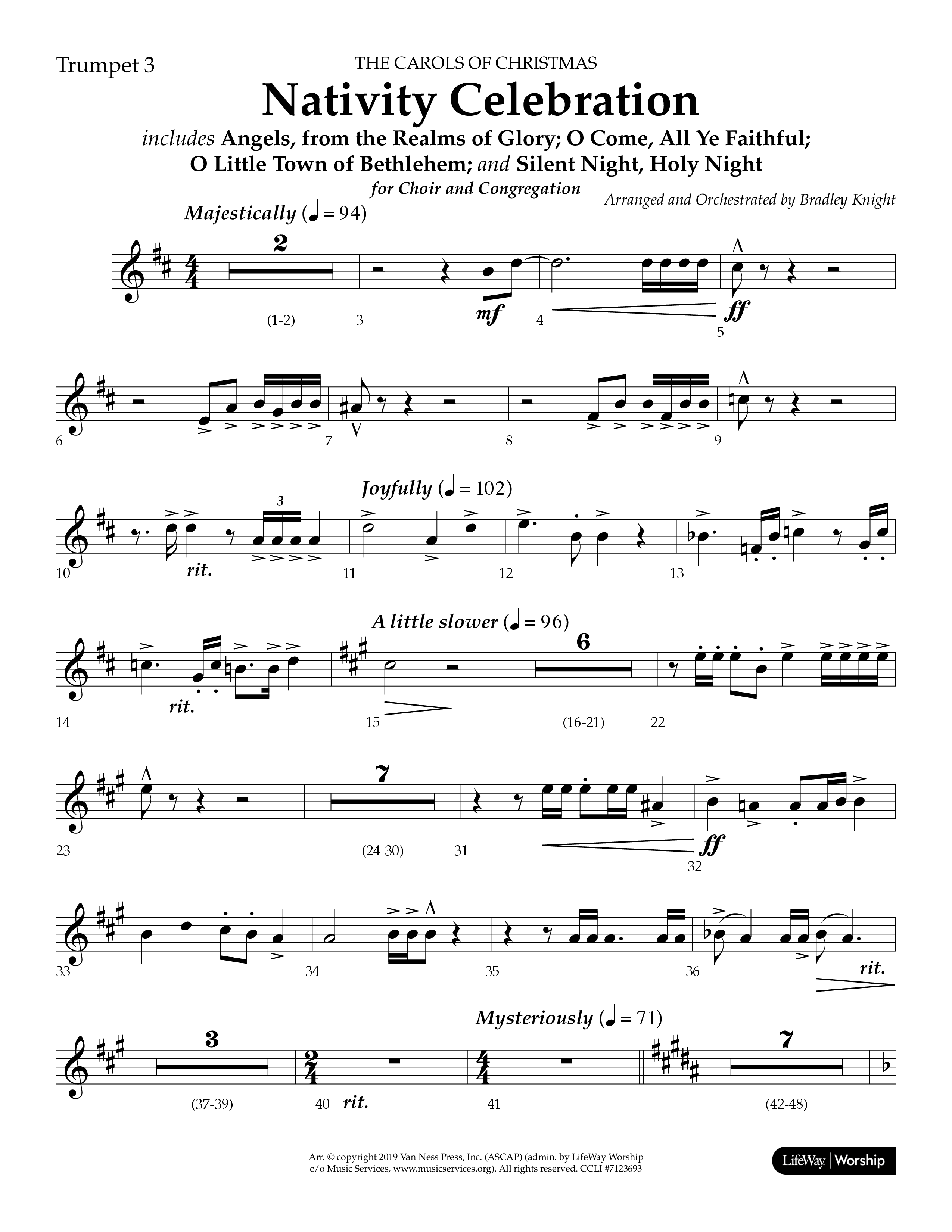 Nativity Celebration (Choral Anthem SATB) Trumpet 3 (Lifeway Choral / Arr. Bradley Knight)