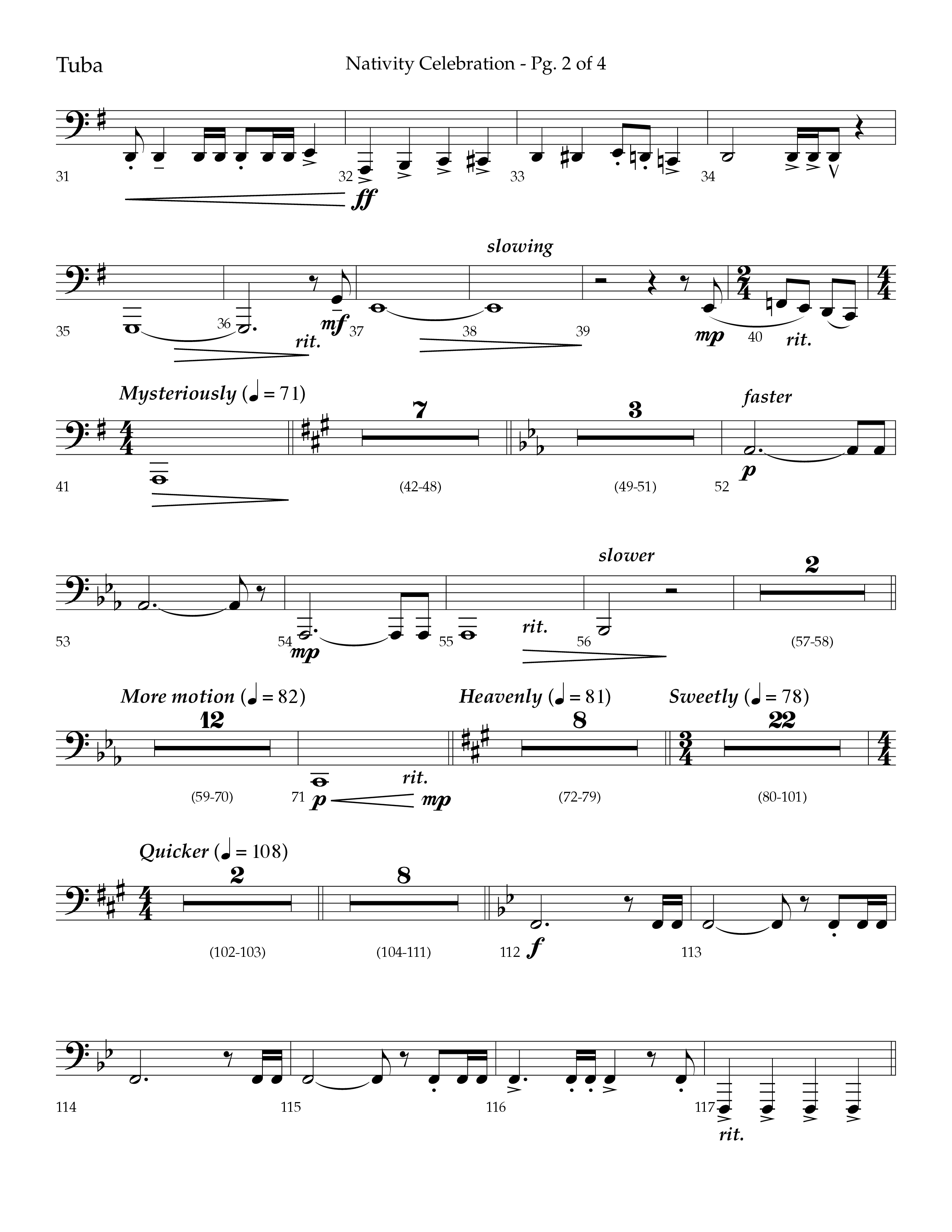 Nativity Celebration (Choral Anthem SATB) Tuba (Lifeway Choral / Arr. Bradley Knight)