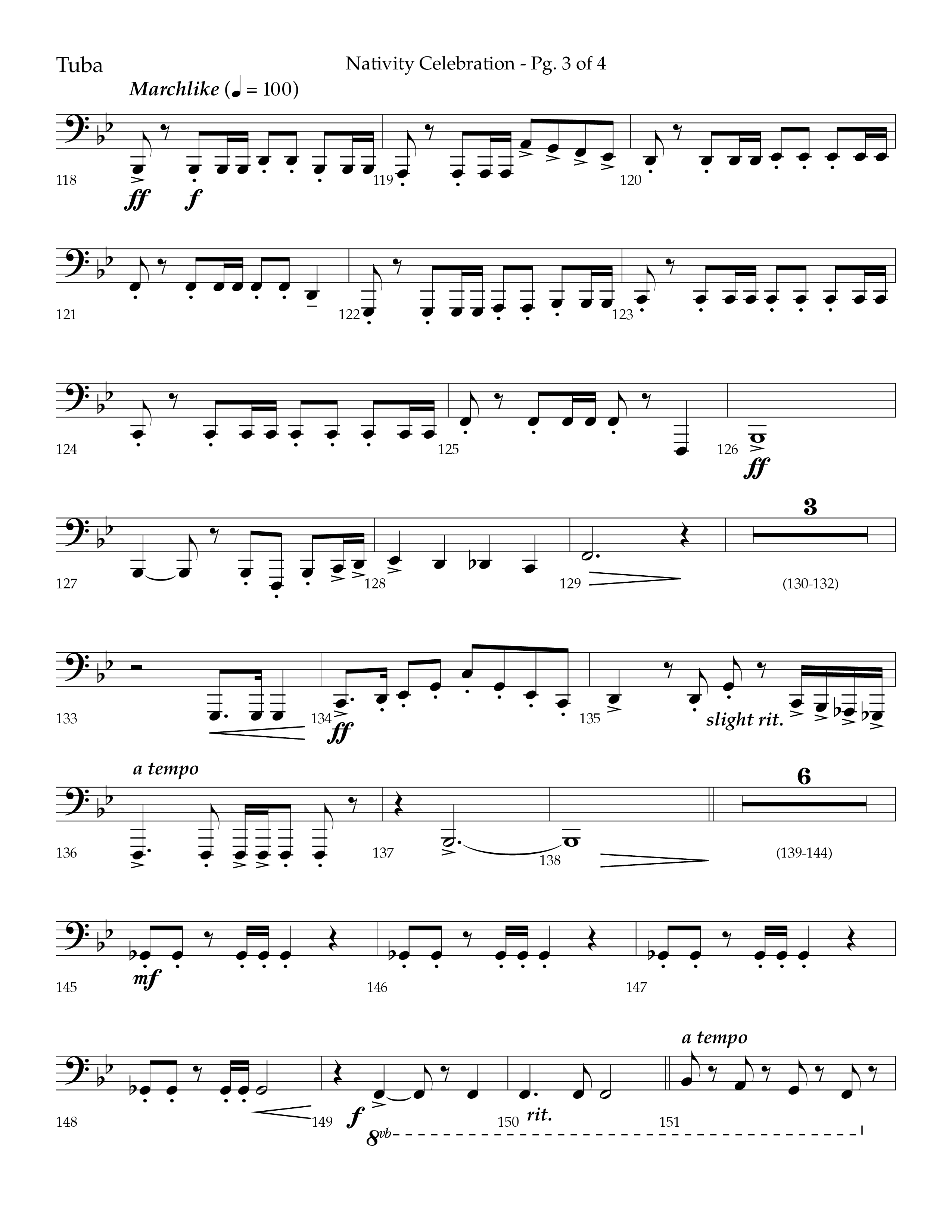 Nativity Celebration (Choral Anthem SATB) Tuba (Lifeway Choral / Arr. Bradley Knight)