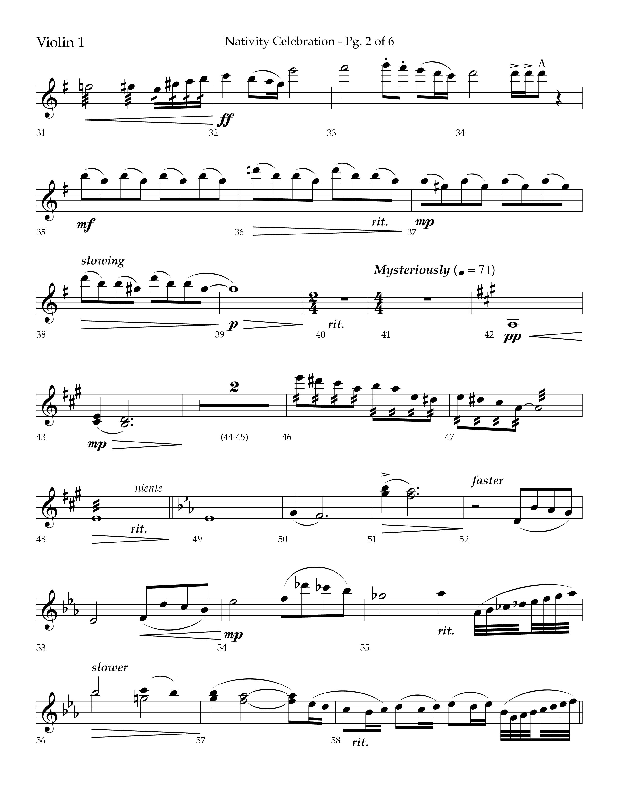 Nativity Celebration (Choral Anthem SATB) Violin 1 (Lifeway Choral / Arr. Bradley Knight)