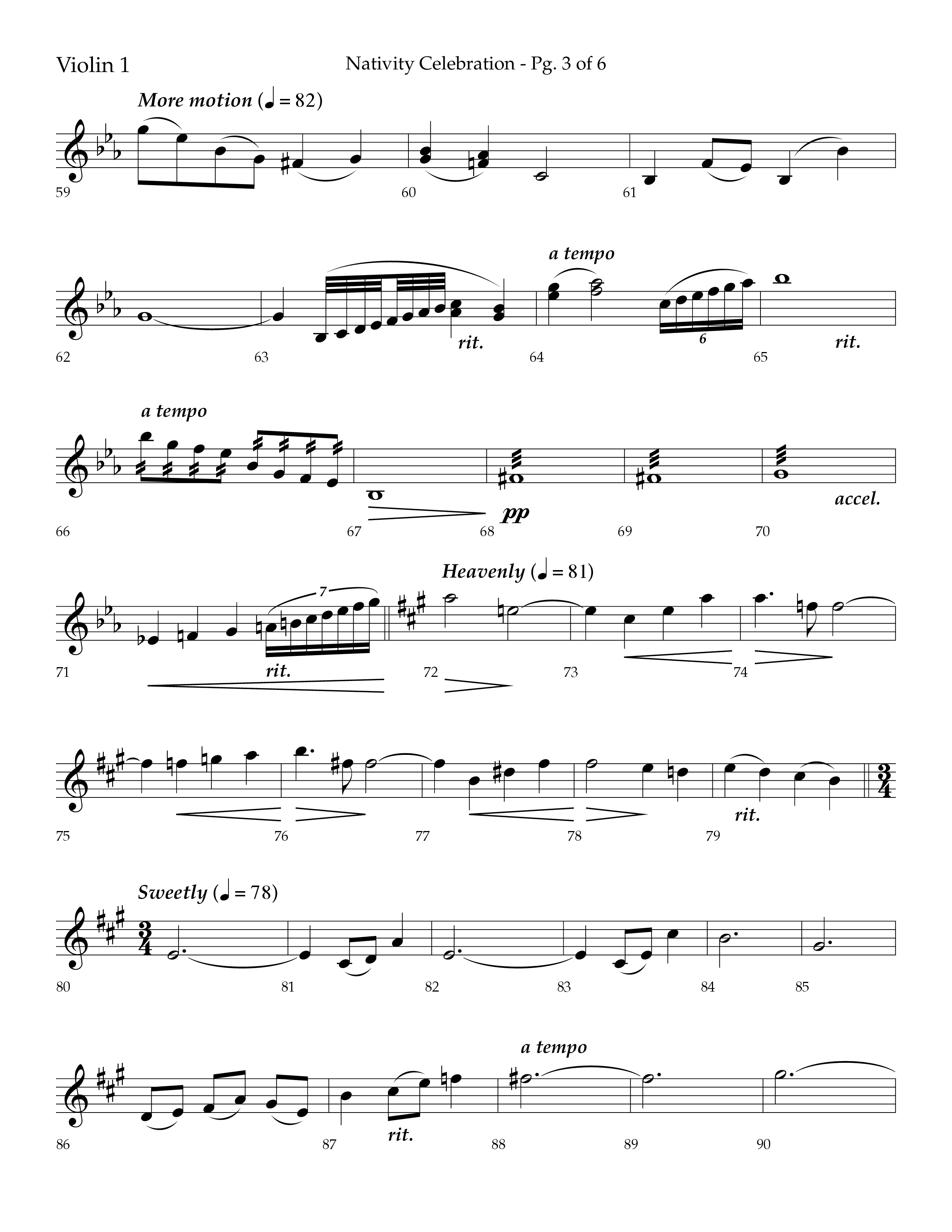 Nativity Celebration (Choral Anthem SATB) Violin 1 (Lifeway Choral / Arr. Bradley Knight)