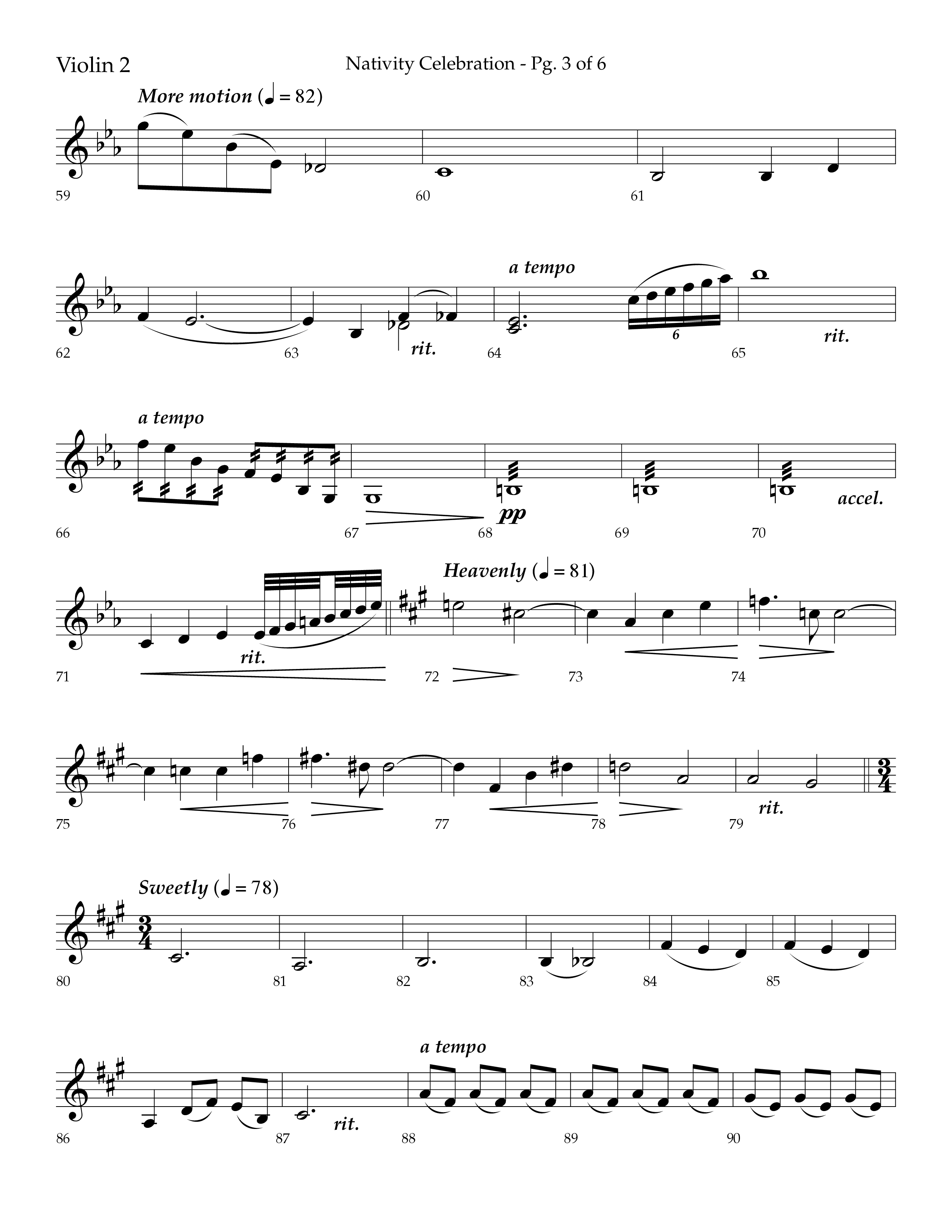 Nativity Celebration (Choral Anthem SATB) Violin 2 (Lifeway Choral / Arr. Bradley Knight)