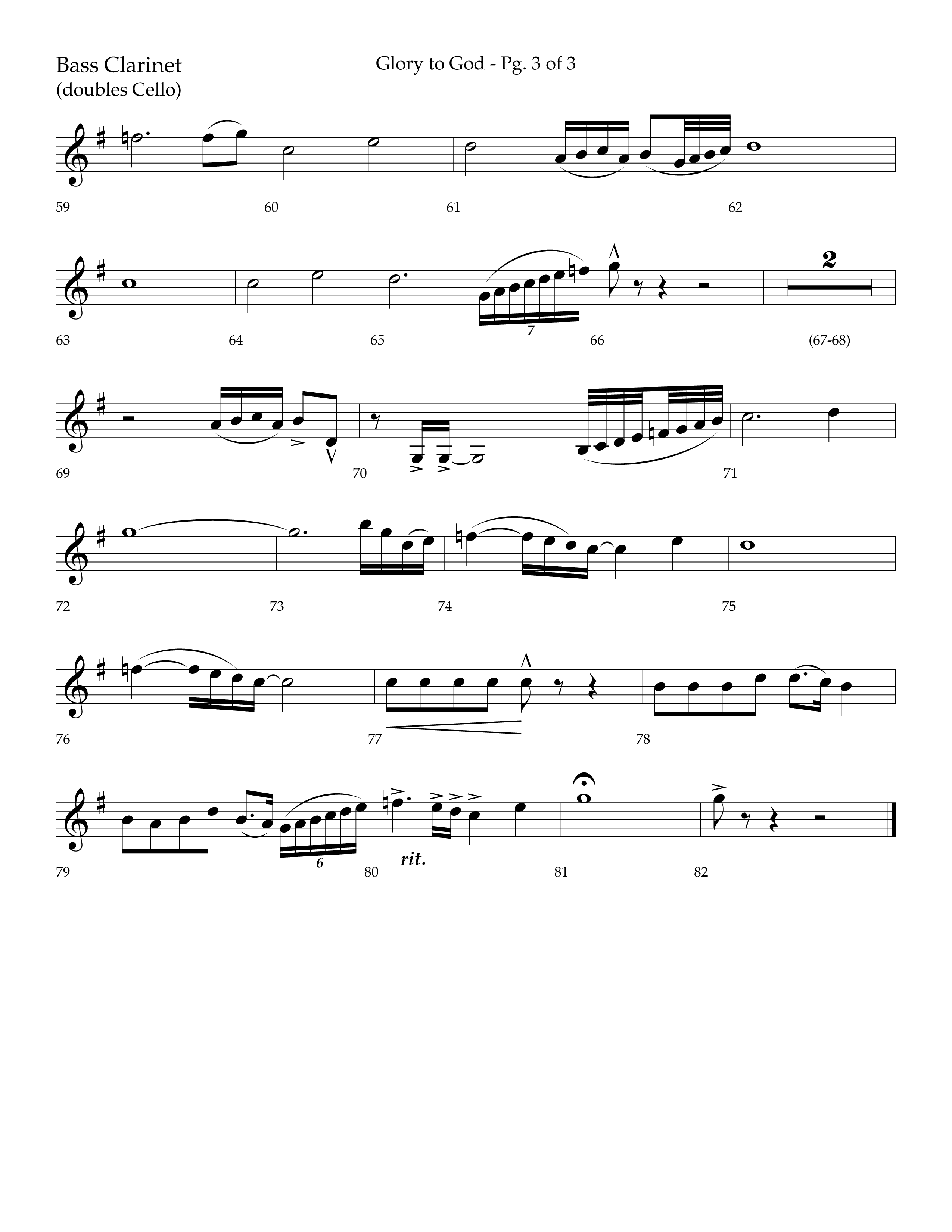 Glory to God (Choral Anthem SATB) Bass Clarinet (Lifeway Choral / Arr. Bradley Knight)