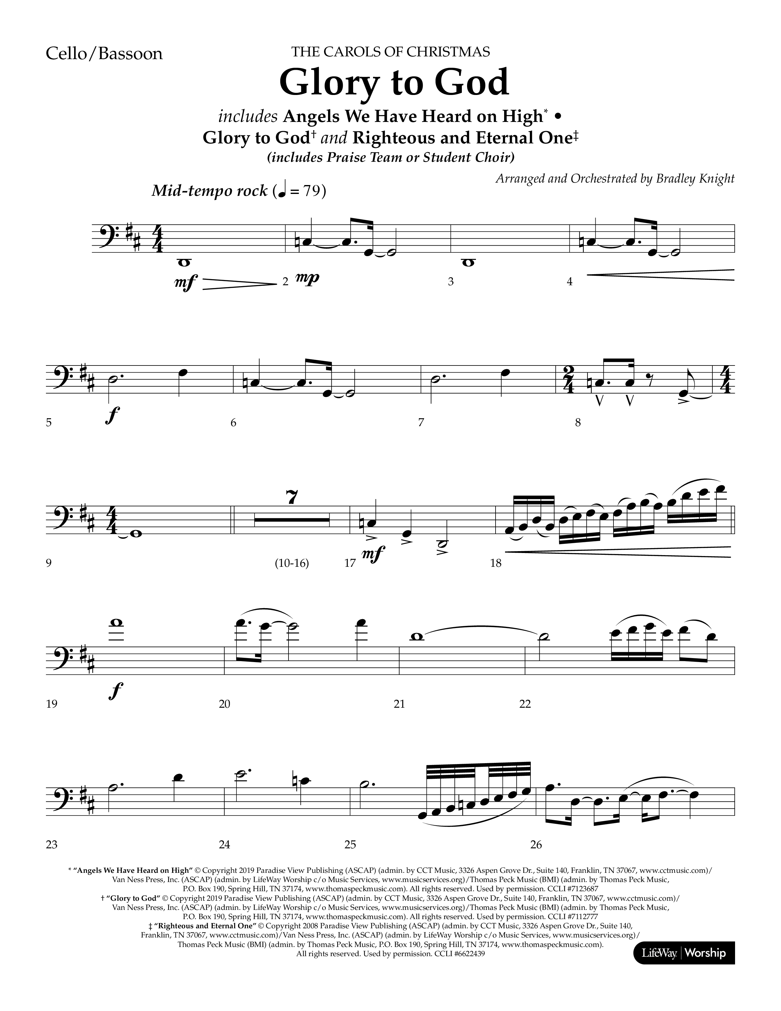 Glory to God (Choral Anthem SATB) Cello (Lifeway Choral / Arr. Bradley Knight)
