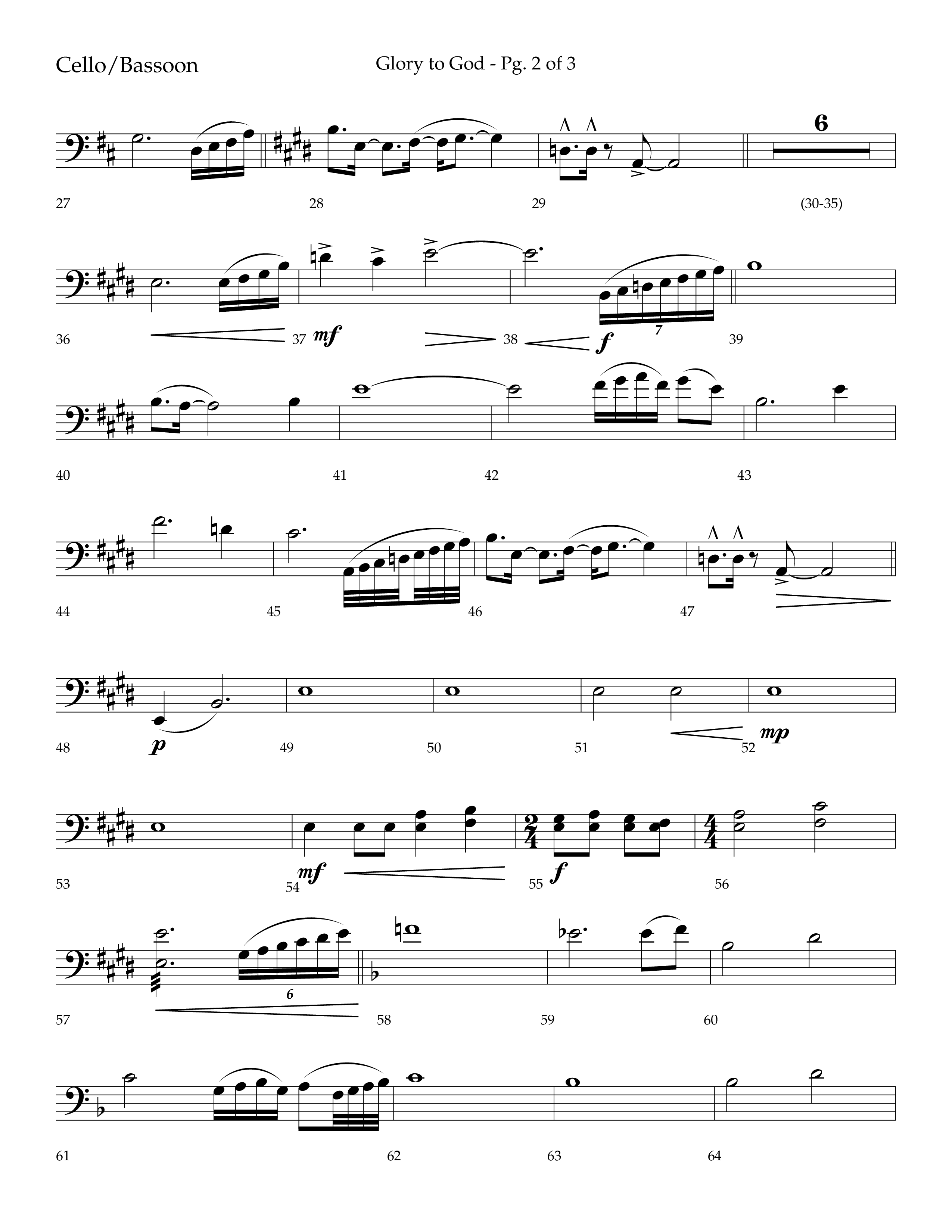 Glory to God (Choral Anthem SATB) Cello (Lifeway Choral / Arr. Bradley Knight)