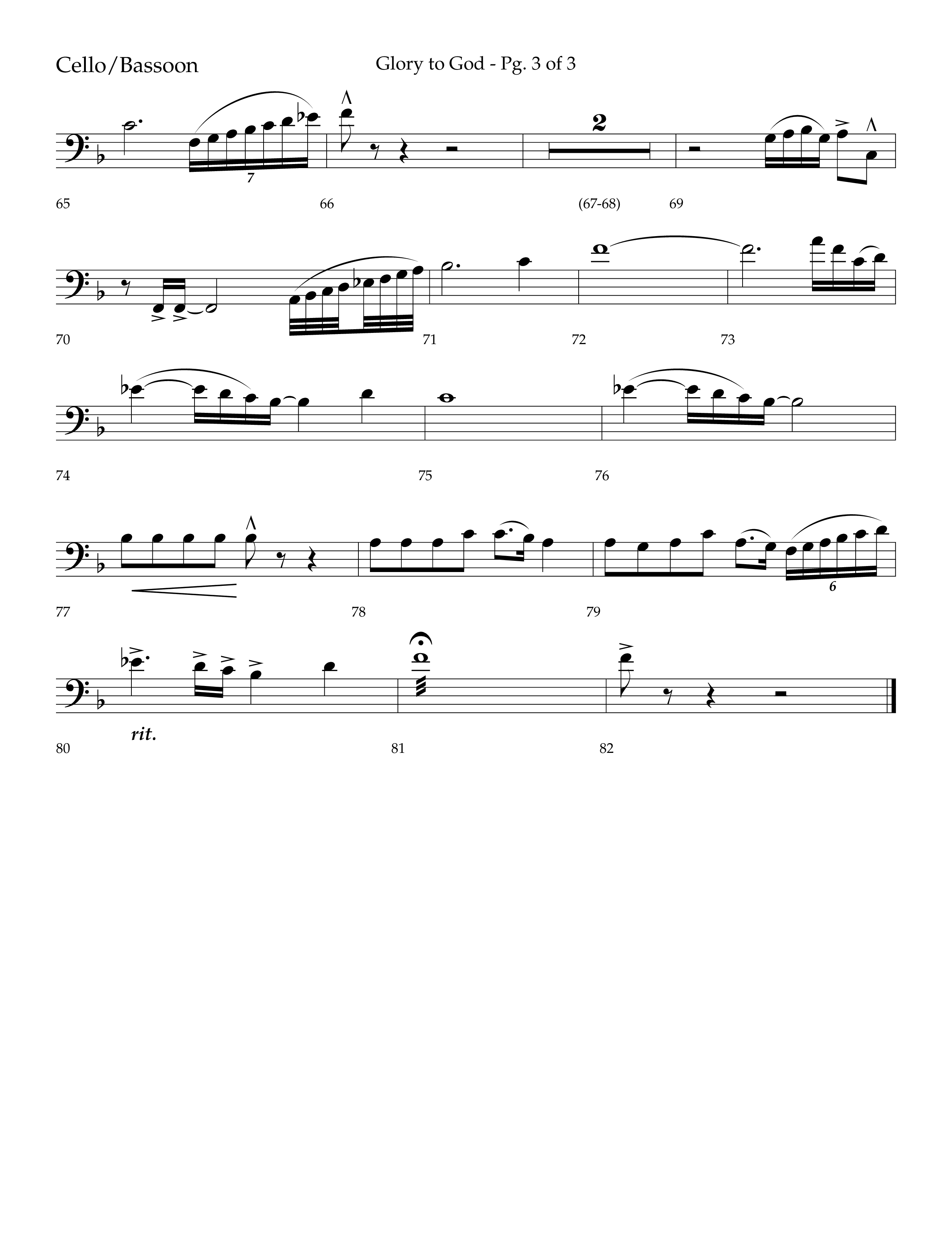 Glory to God (Choral Anthem SATB) Cello (Lifeway Choral / Arr. Bradley Knight)