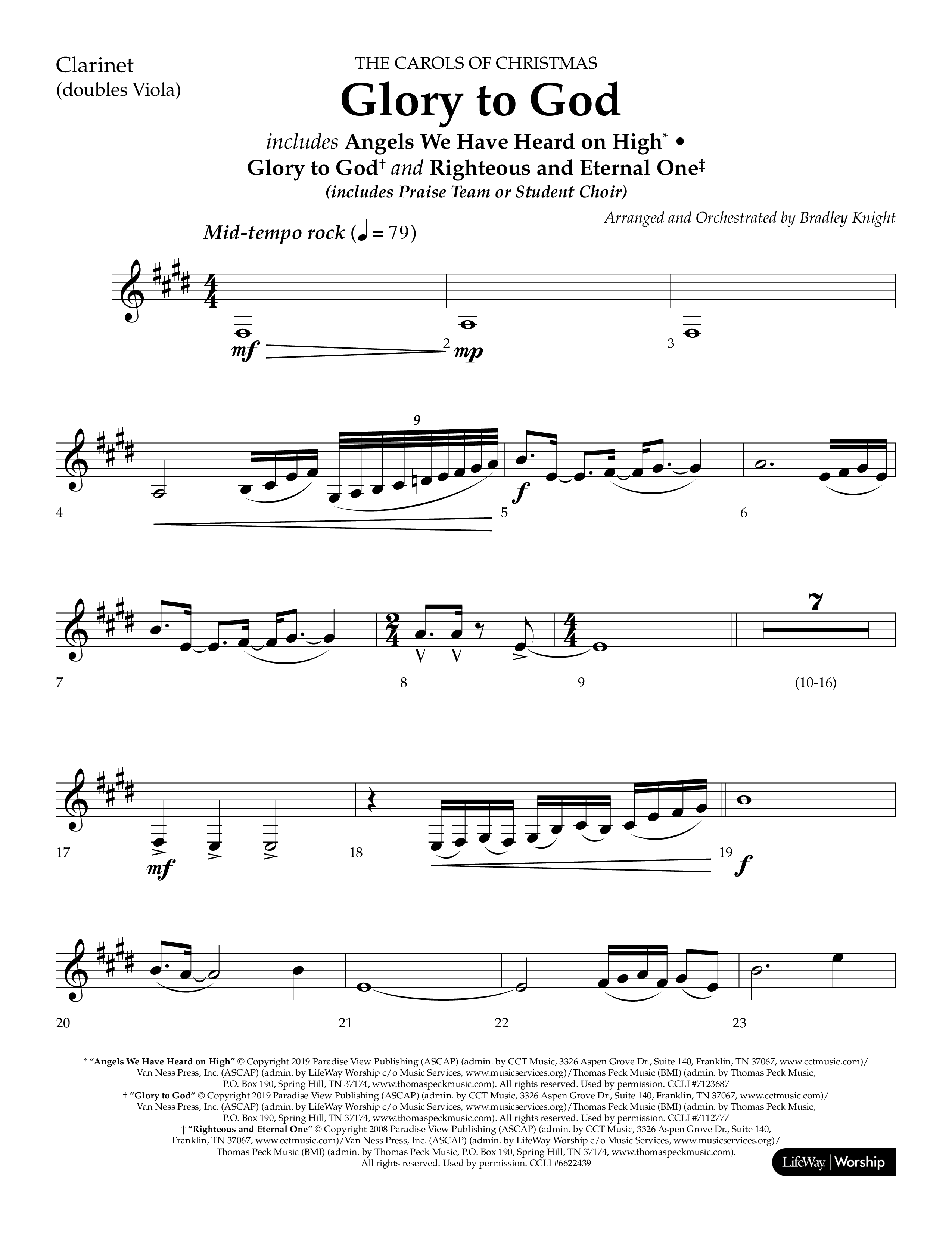 Glory to God (Choral Anthem SATB) Clarinet (Lifeway Choral / Arr. Bradley Knight)