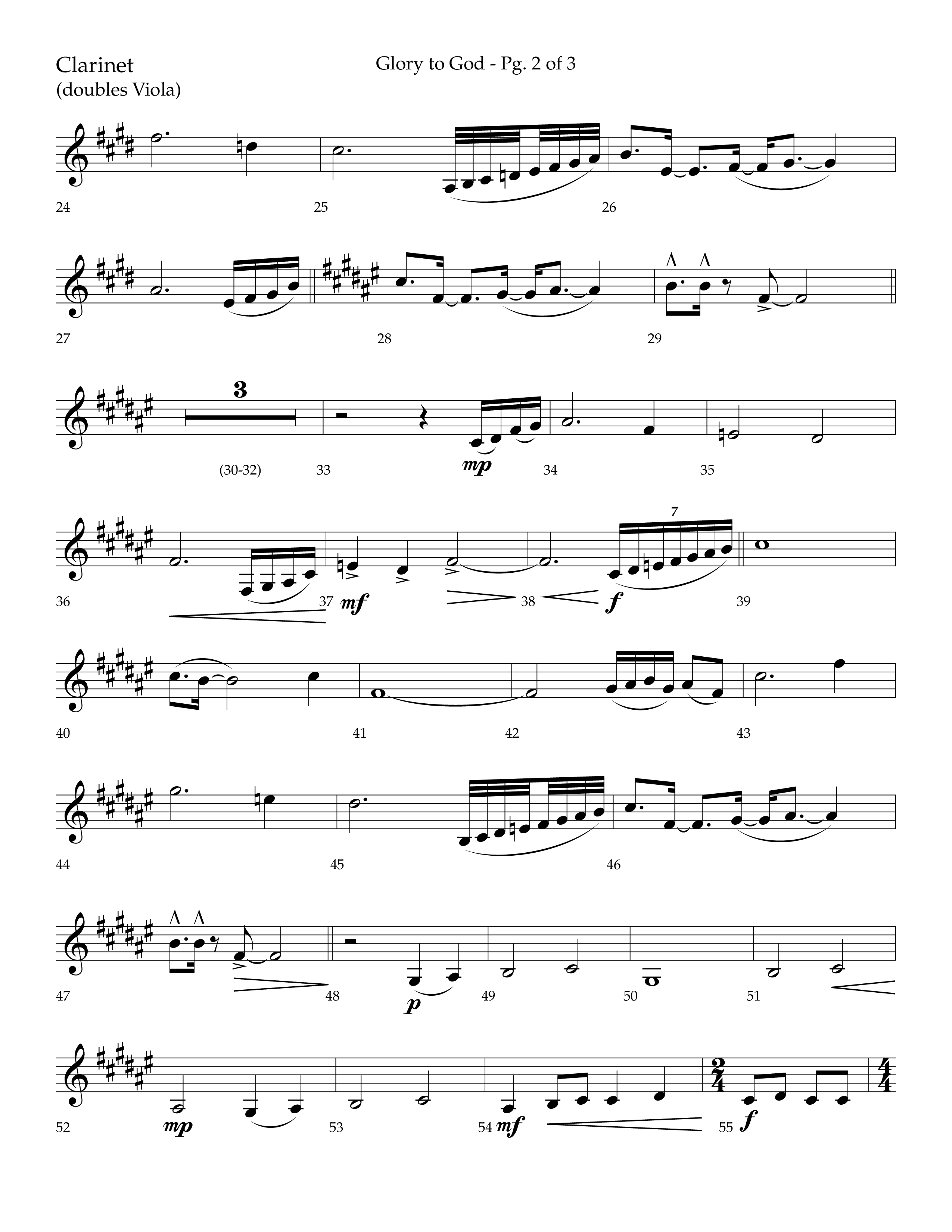 Glory to God (Choral Anthem SATB) Clarinet (Lifeway Choral / Arr. Bradley Knight)