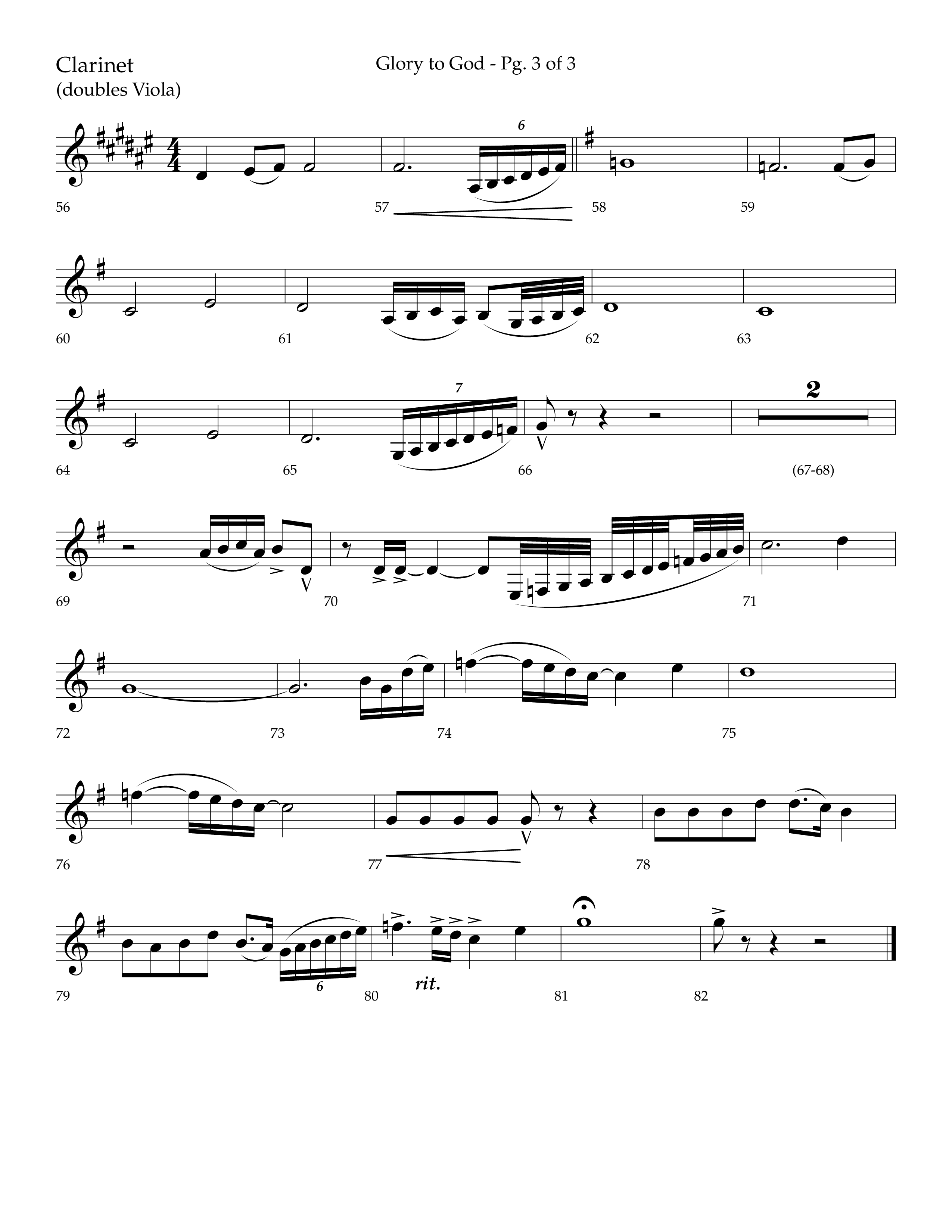 Glory to God (Choral Anthem SATB) Clarinet (Lifeway Choral / Arr. Bradley Knight)