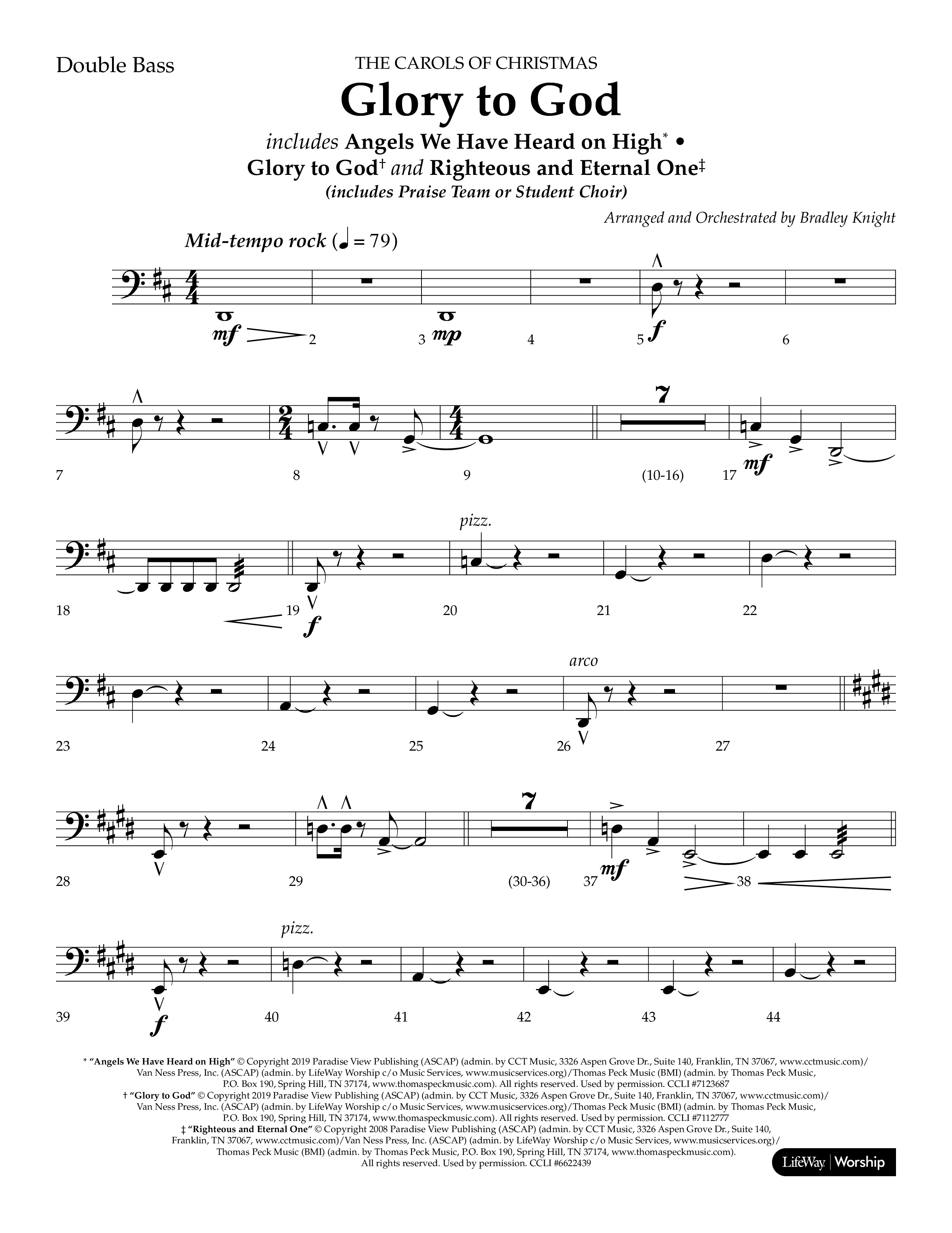 Glory to God (Choral Anthem SATB) Double Bass (Lifeway Choral / Arr. Bradley Knight)