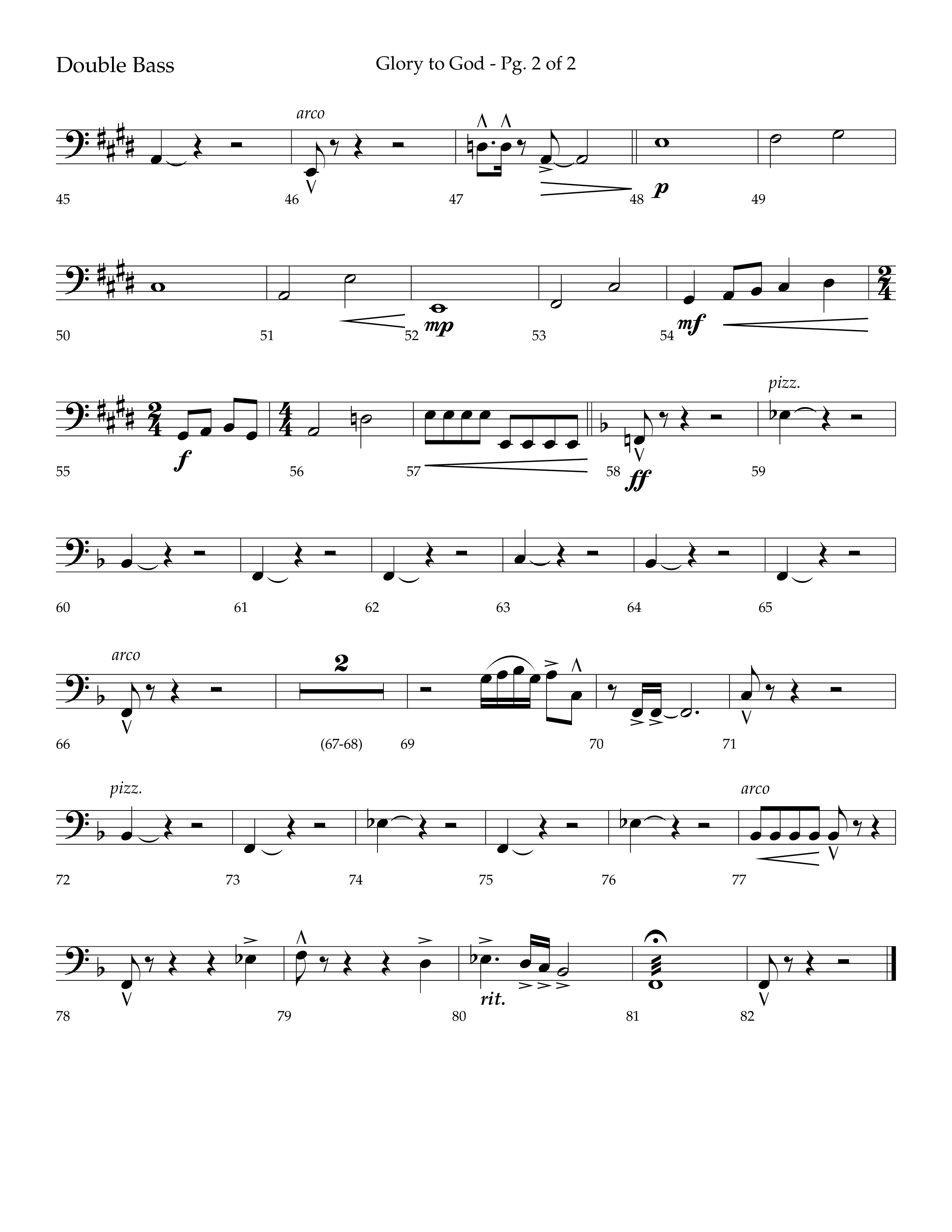Glory to God (Choral Anthem SATB) Double Bass (Lifeway Choral / Arr. Bradley Knight)