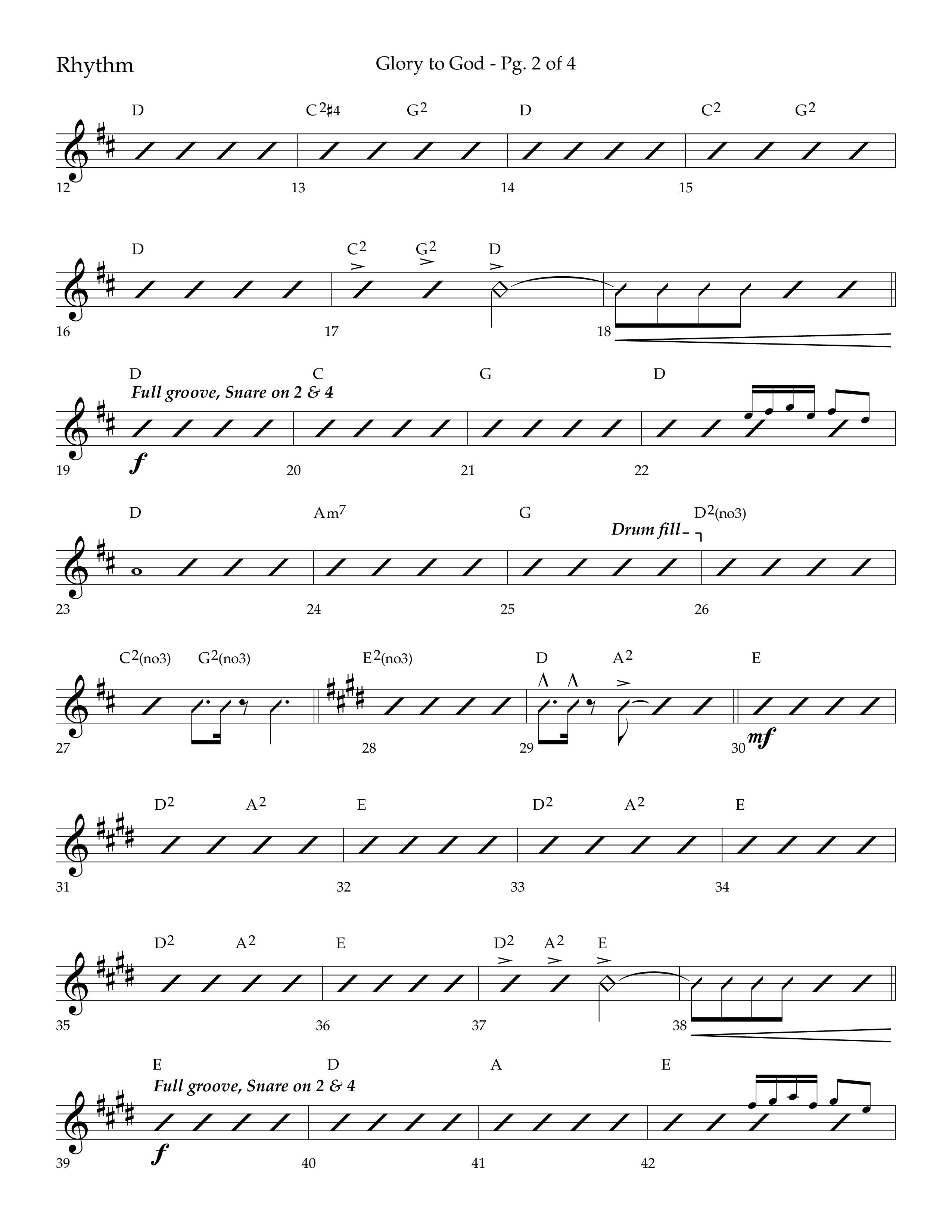 Glory to God (Choral Anthem SATB) Rhythm Chart (Lifeway Choral / Arr. Bradley Knight)