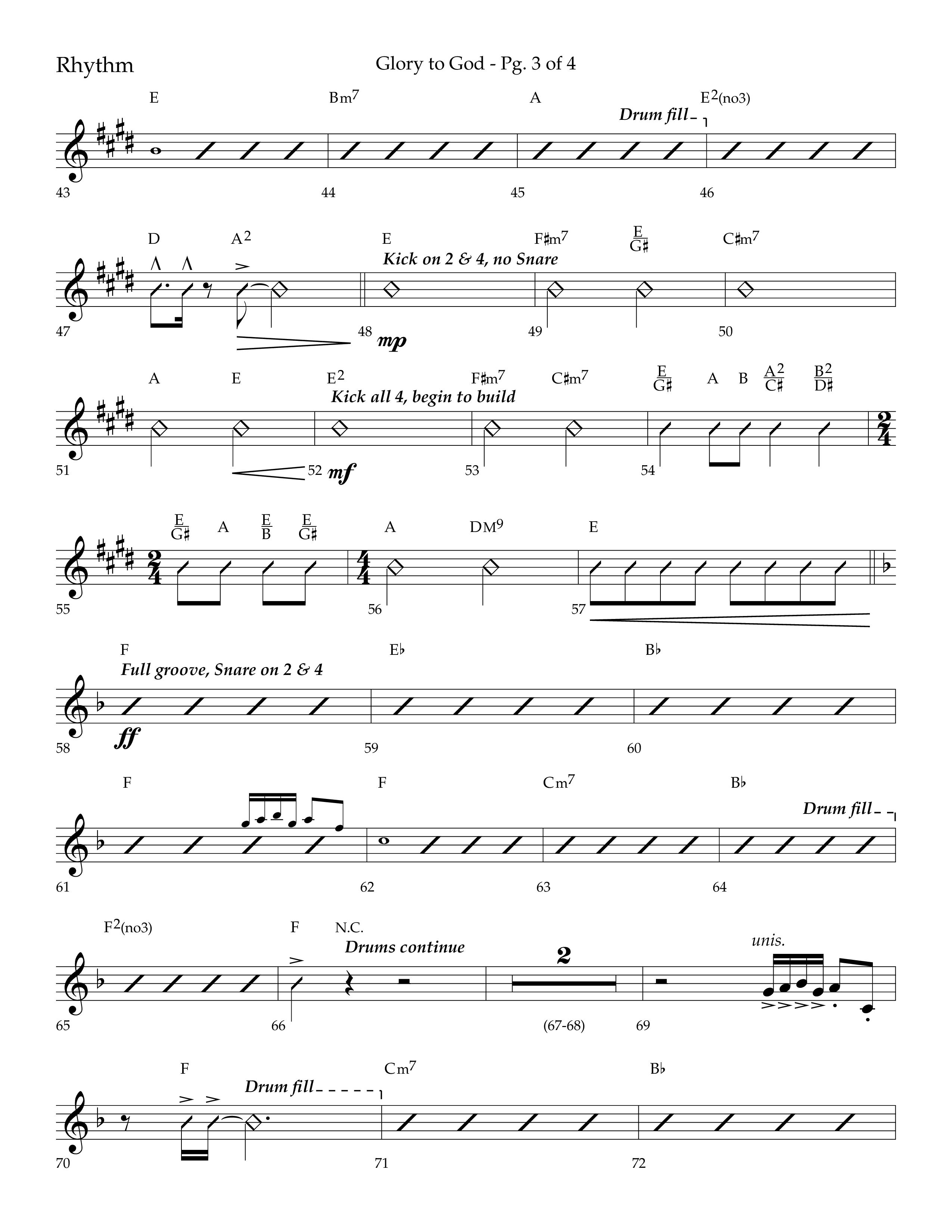 Glory to God (Choral Anthem SATB) Rhythm Chart (Lifeway Choral / Arr. Bradley Knight)