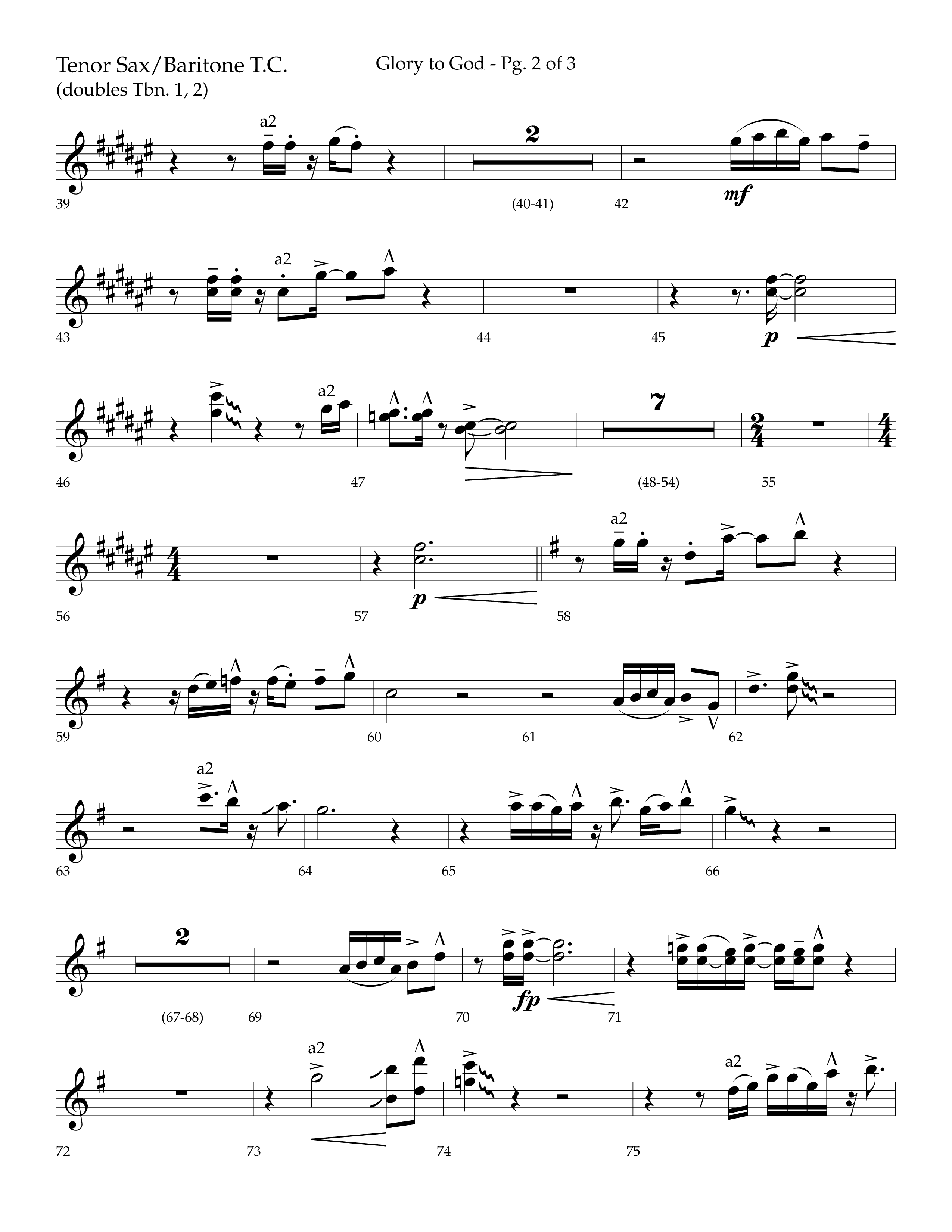 Glory to God (Choral Anthem SATB) Tenor Sax/Baritone T.C. (Lifeway Choral / Arr. Bradley Knight)