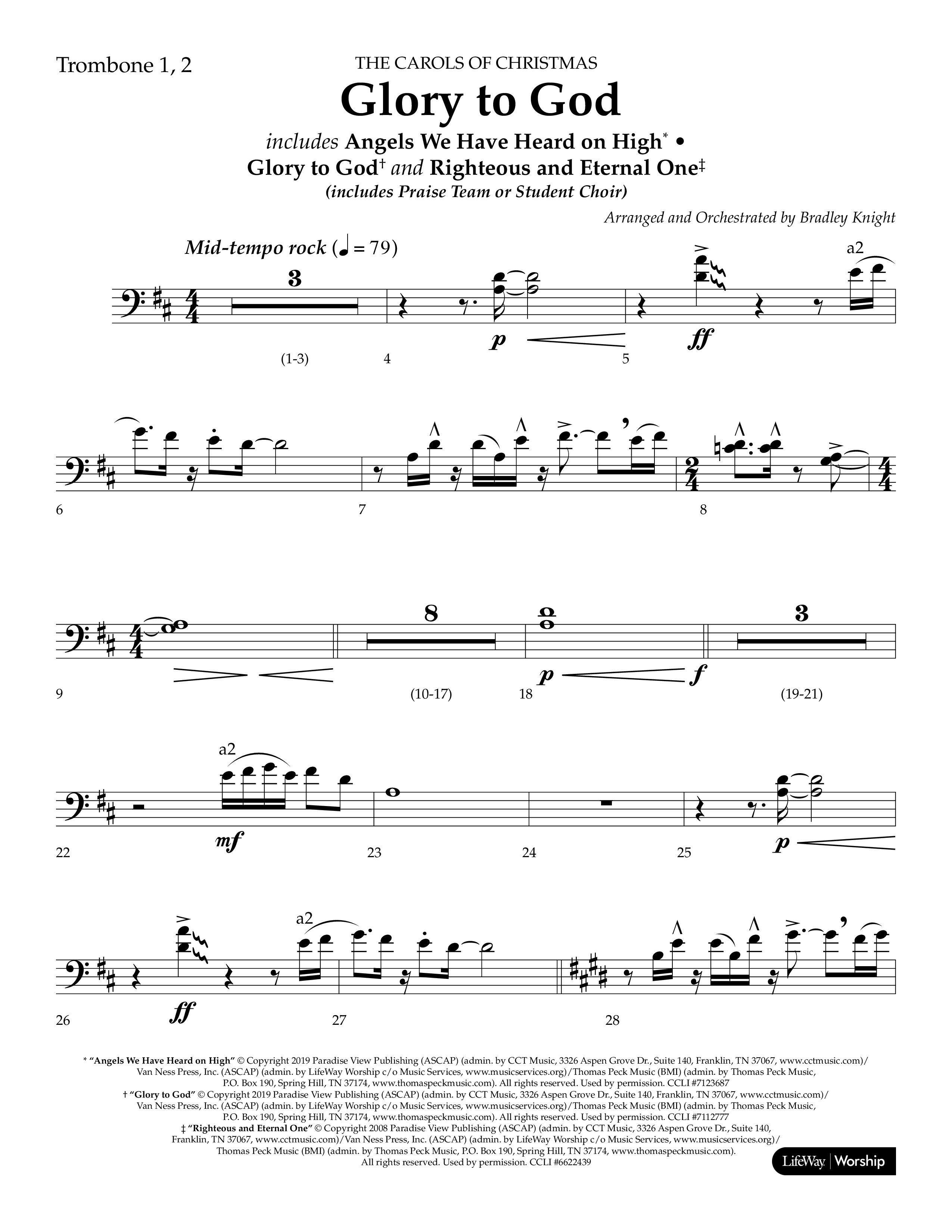 Glory to God (Choral Anthem SATB) Trombone 1/2 (Lifeway Choral / Arr. Bradley Knight)