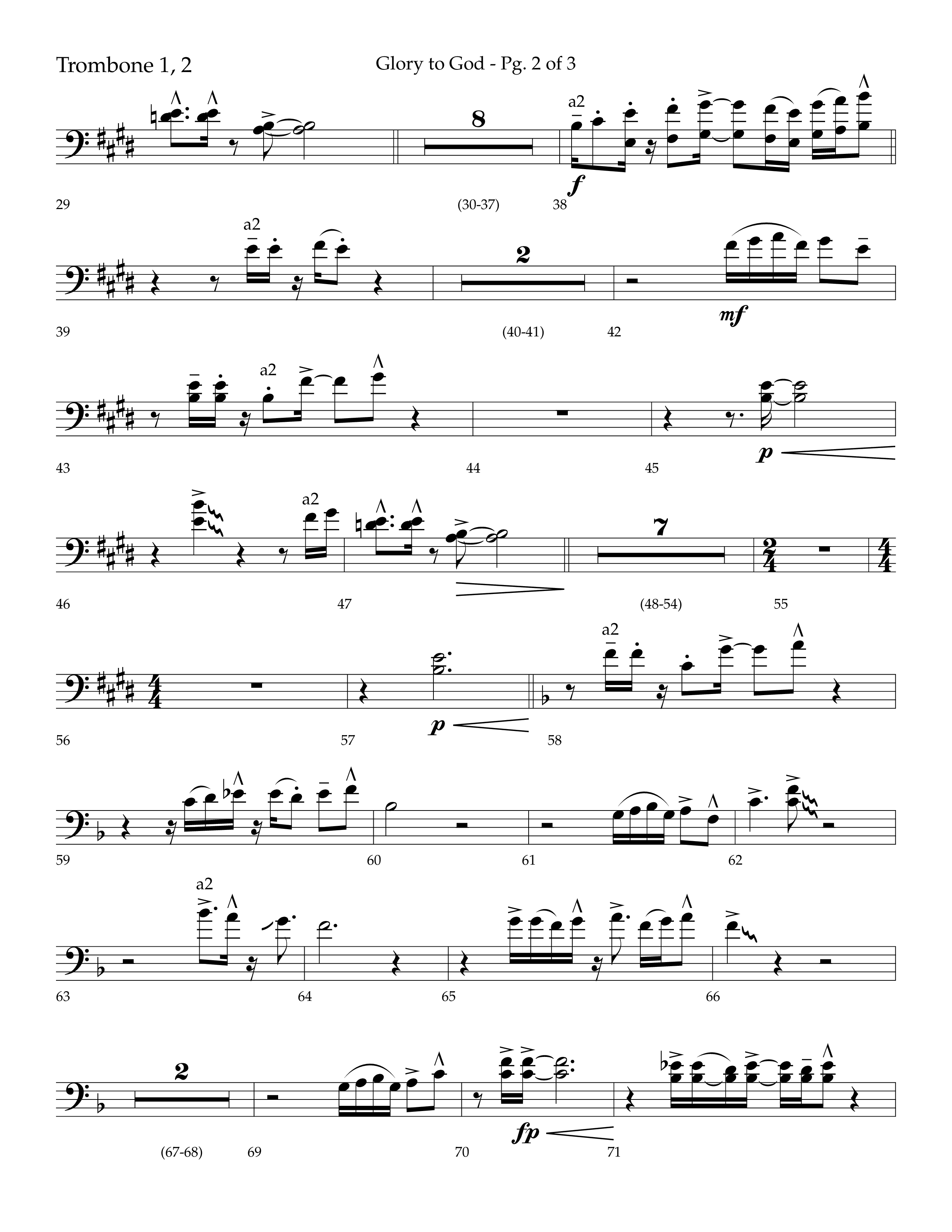 Glory to God (Choral Anthem SATB) Trombone 1/2 (Lifeway Choral / Arr. Bradley Knight)
