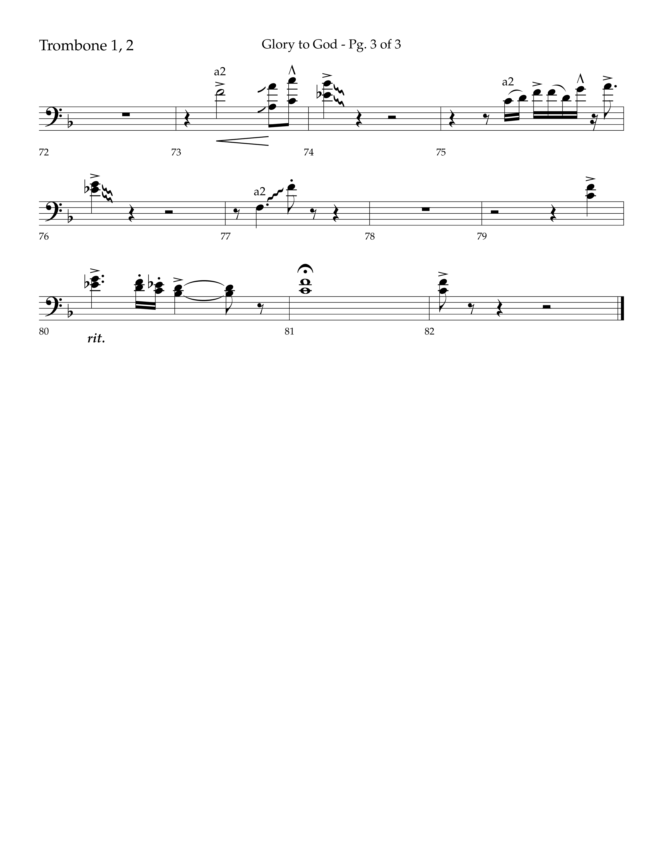 Glory to God (Choral Anthem SATB) Trombone 1/2 (Lifeway Choral / Arr. Bradley Knight)