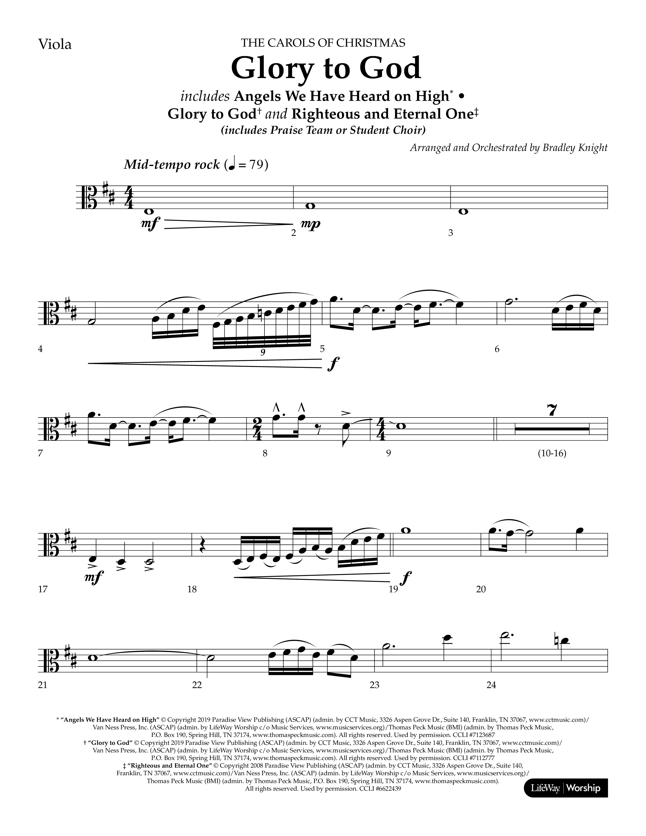 Glory to God (Choral Anthem SATB) Viola (Lifeway Choral / Arr. Bradley Knight)
