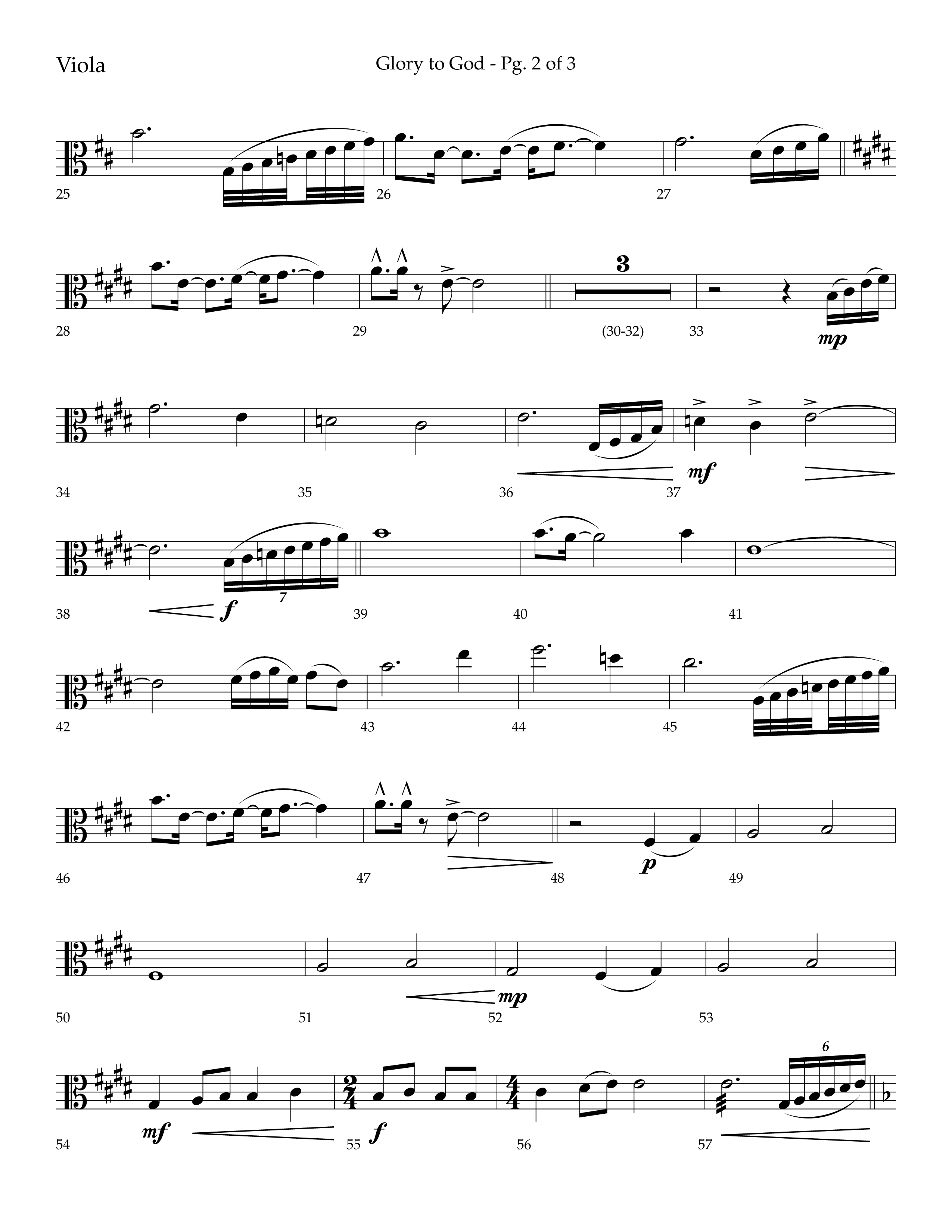 Glory to God (Choral Anthem SATB) Viola (Lifeway Choral / Arr. Bradley Knight)