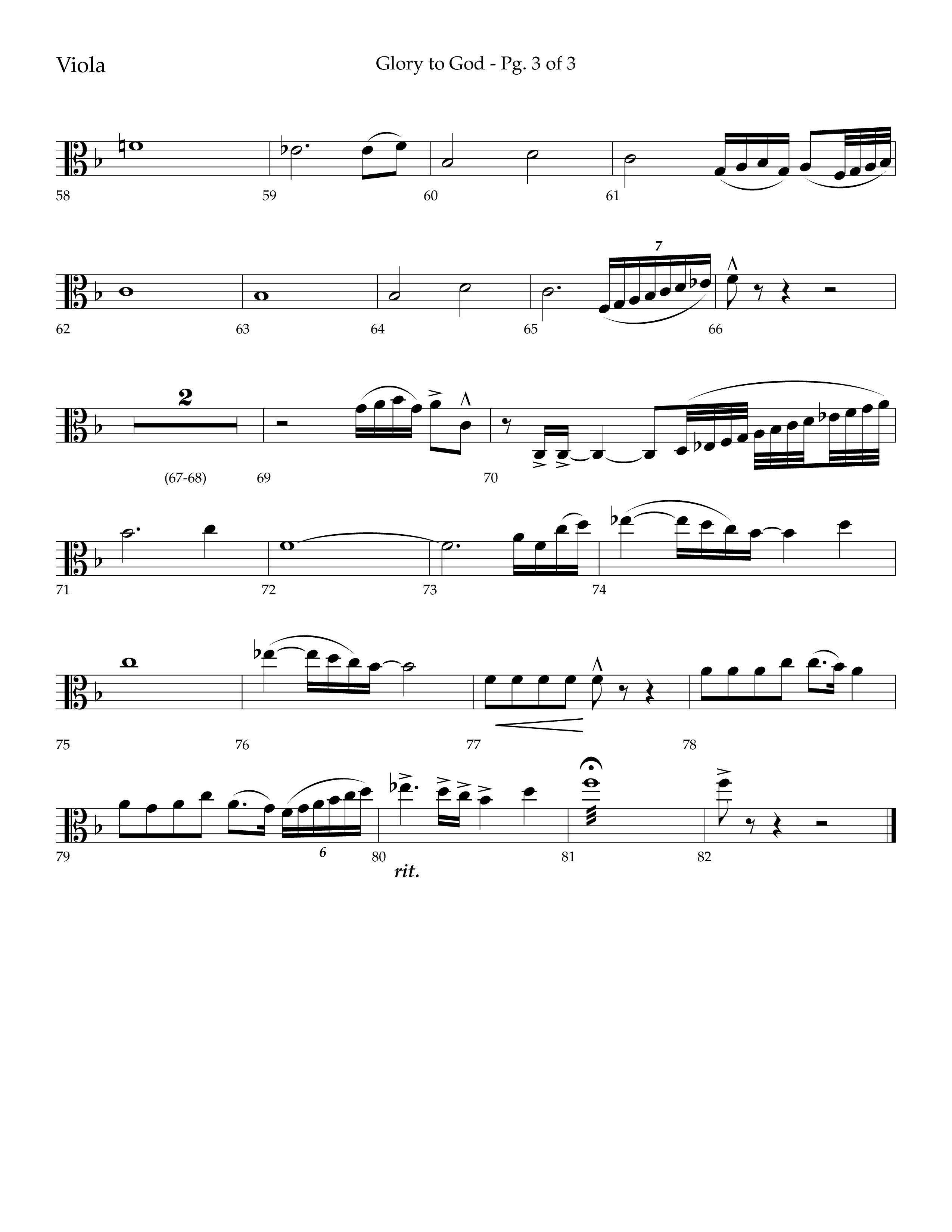Glory to God (Choral Anthem SATB) Viola (Lifeway Choral / Arr. Bradley Knight)