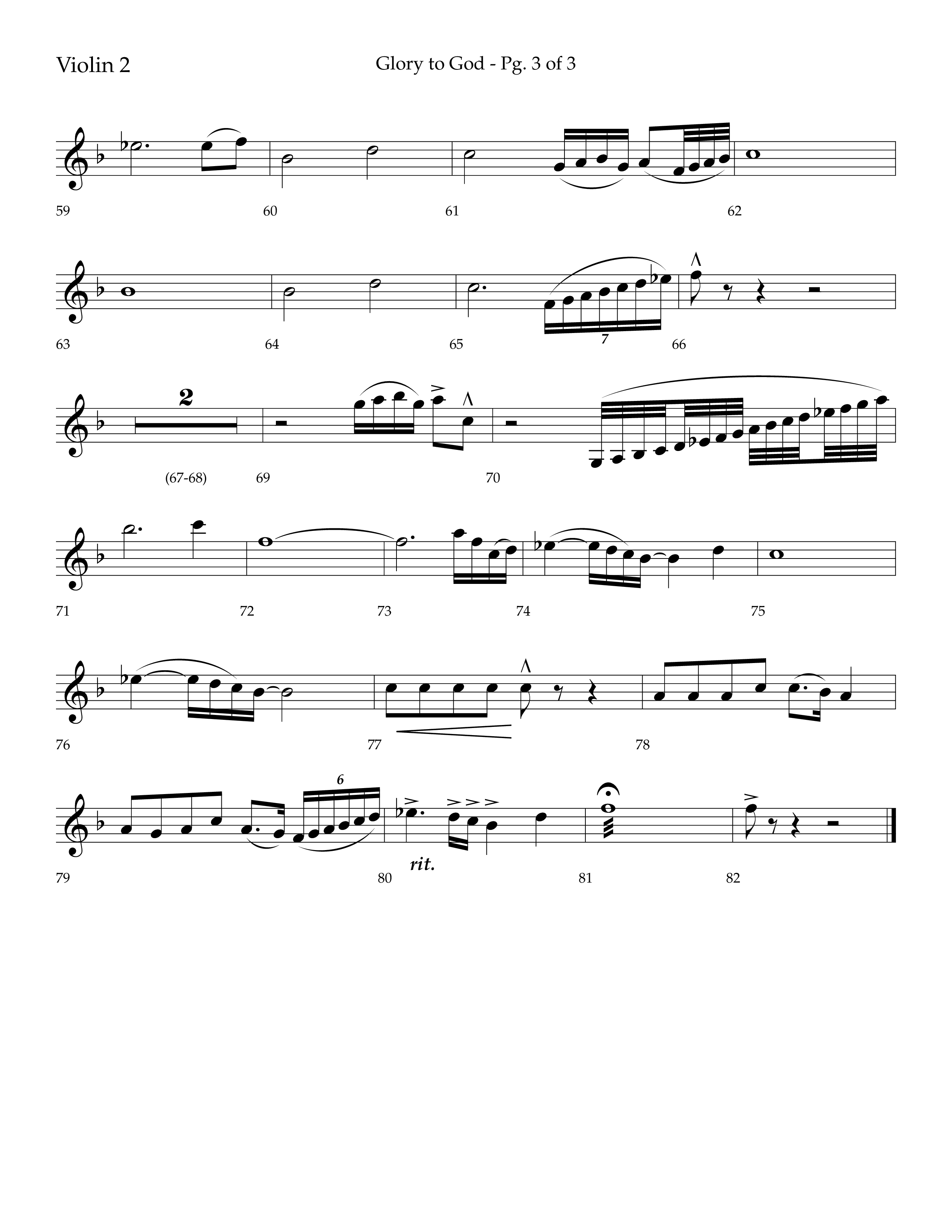 Glory to God (Choral Anthem SATB) Violin 2 (Lifeway Choral / Arr. Bradley Knight)